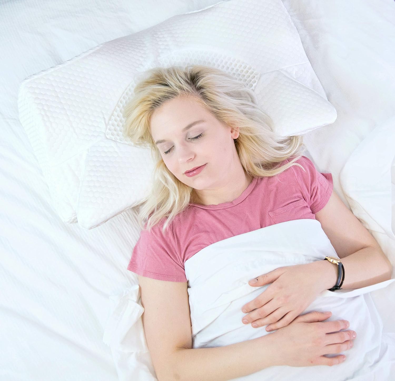 Elviros Cuscino in Memory Foam Ortopedico Cervicale, Bianca - immagine 8