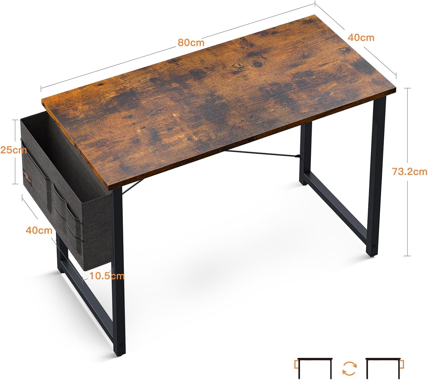 Odk Scrivania Piccola 80x40x73.5cm, Marrone - immagine 3