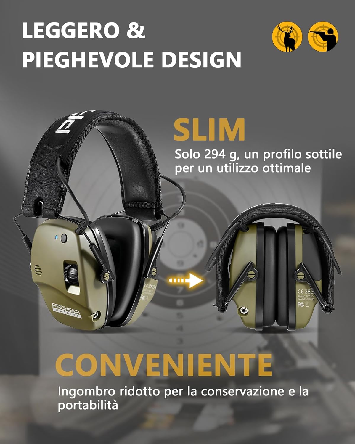 PROHEAR Cuffie Poligono Elettroniche Tiro Bluetooth - immagine 6