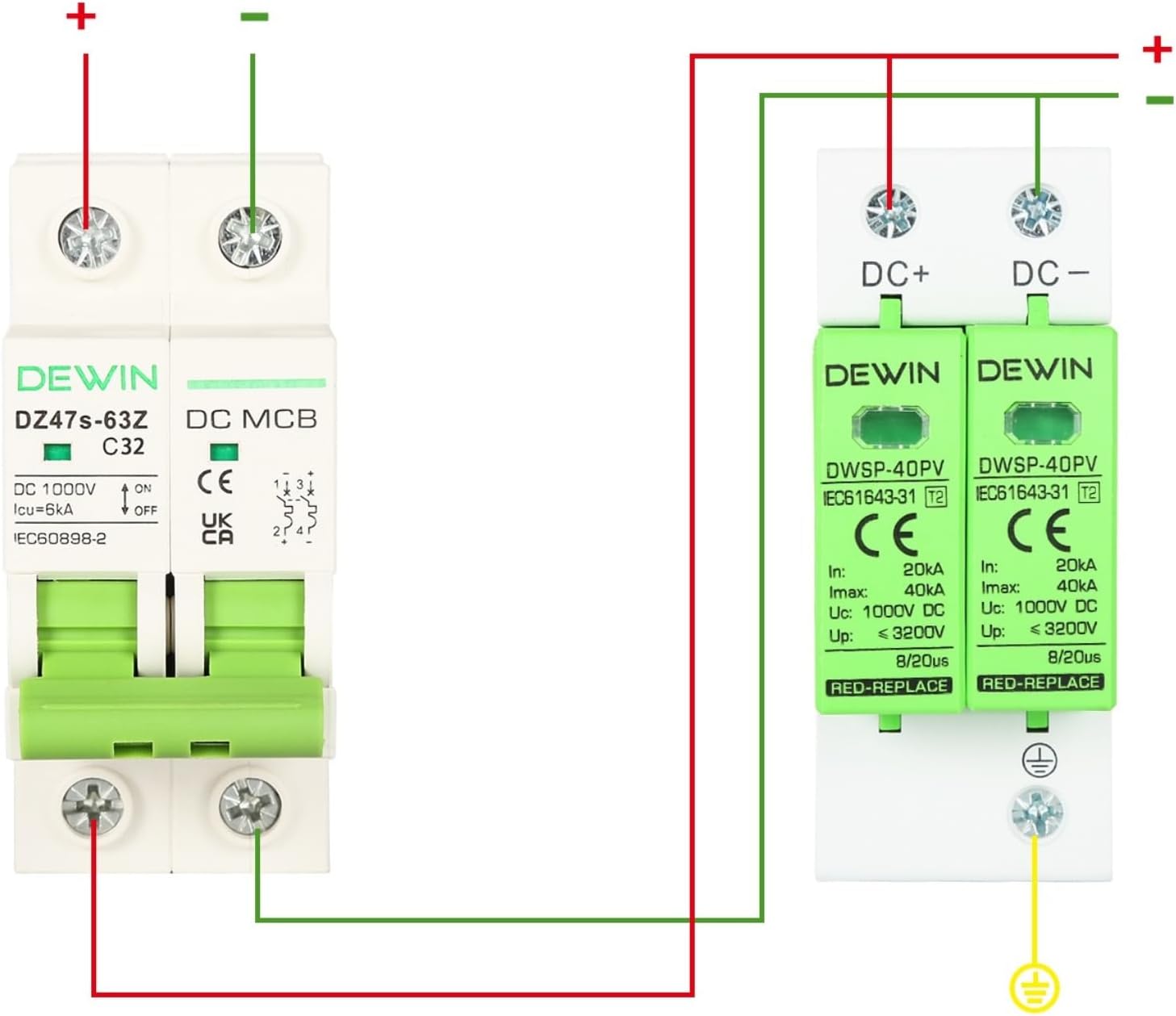 DEWIN Scaricatore di Sovratensione Fotovoltaico DC 1000V - immagine 7