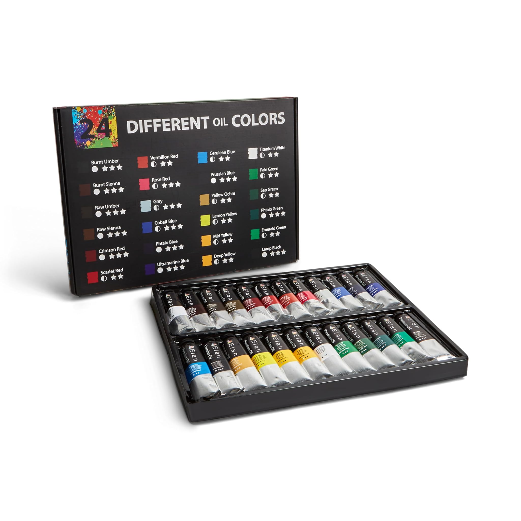 Elan Set Colori Olio Pittura Professionali - 24 Tubetti 50ml