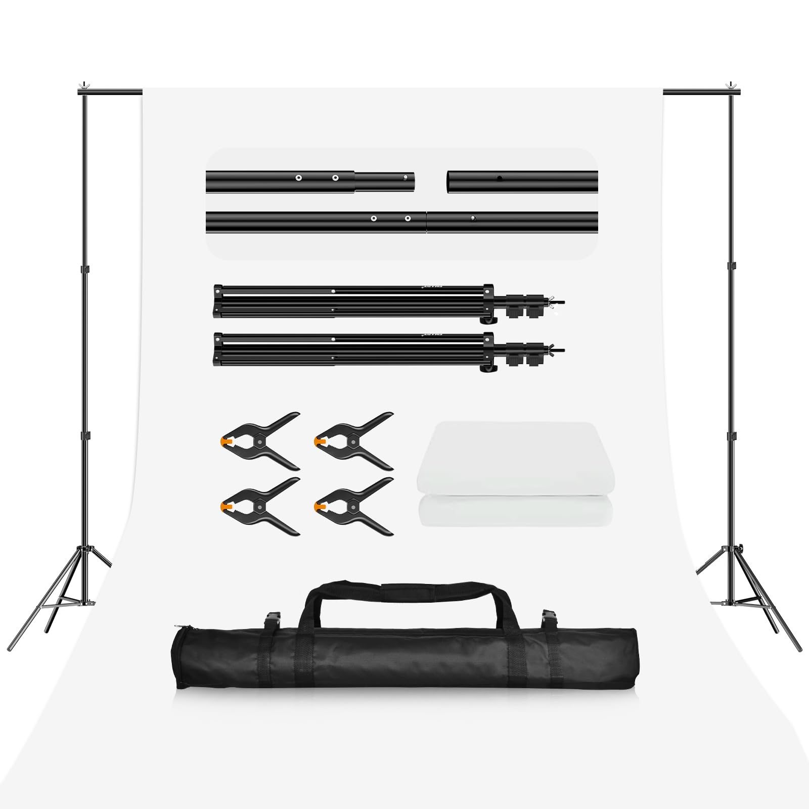 Emart Set Supporto Fondale Fotografico 2x2m con Sfondo Bianco