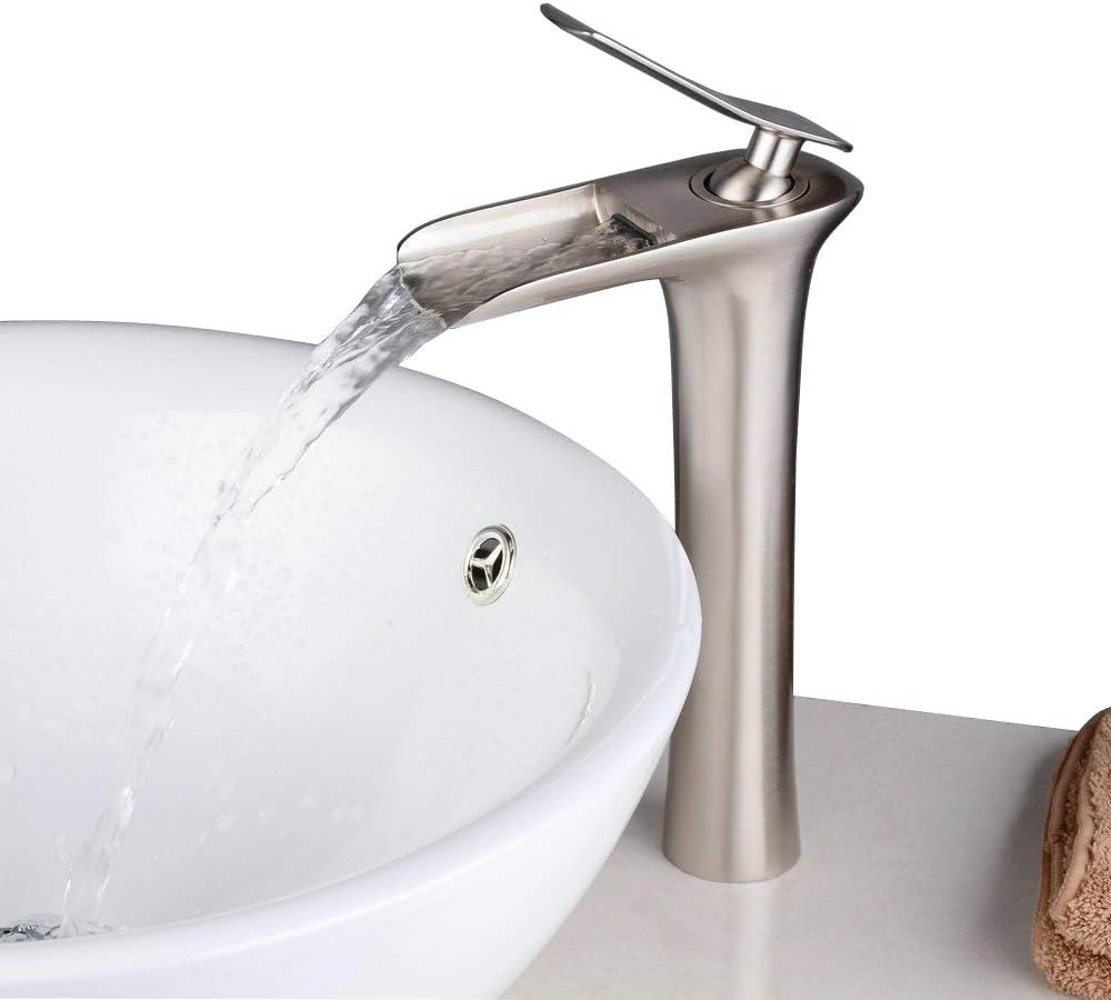 Beelee BL9009NH Miscelatore Rubinetto Bagno Cascata, Nichel Spazzolato