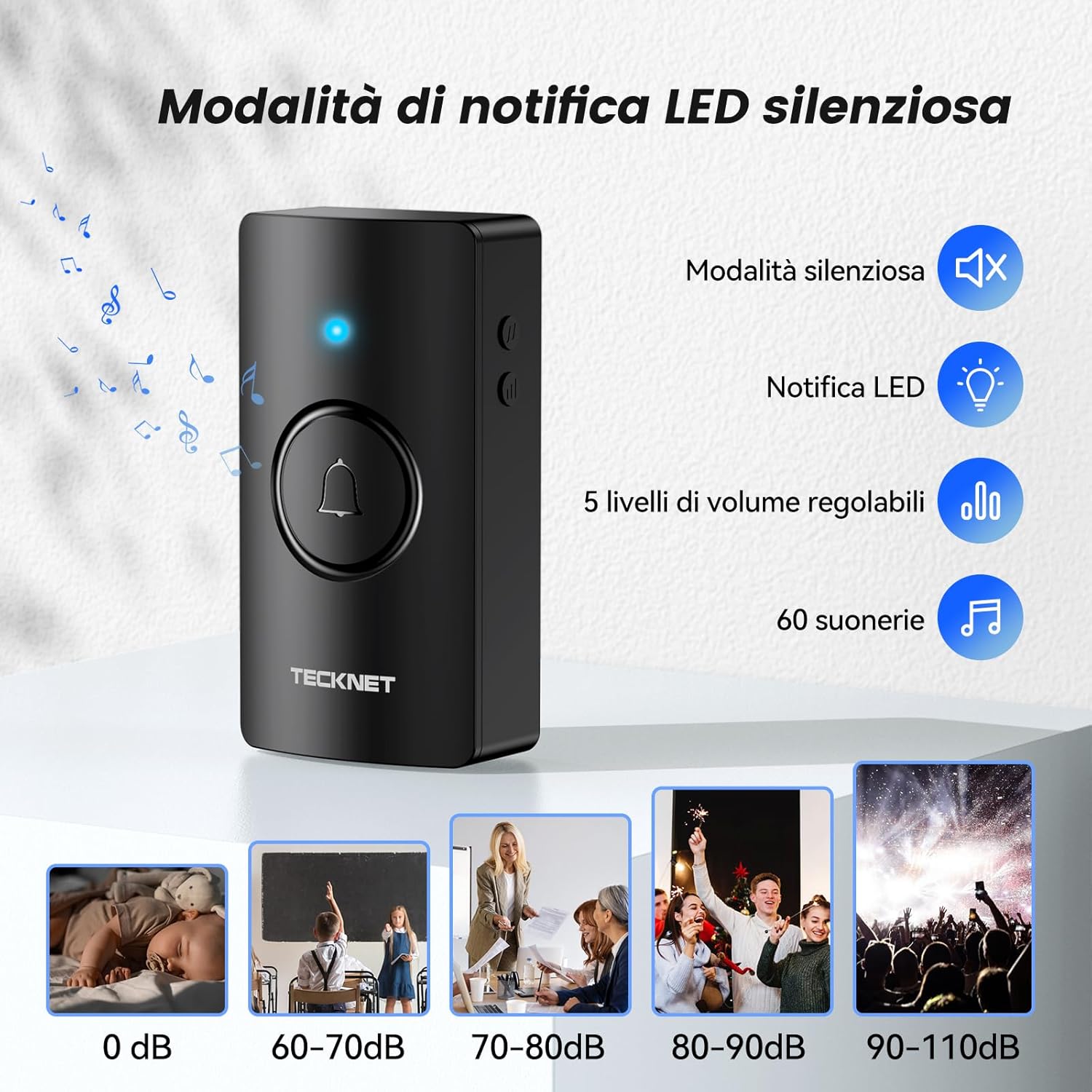 TECKNET Campanello Senza Fili IP67 a Batteria - immagine 2