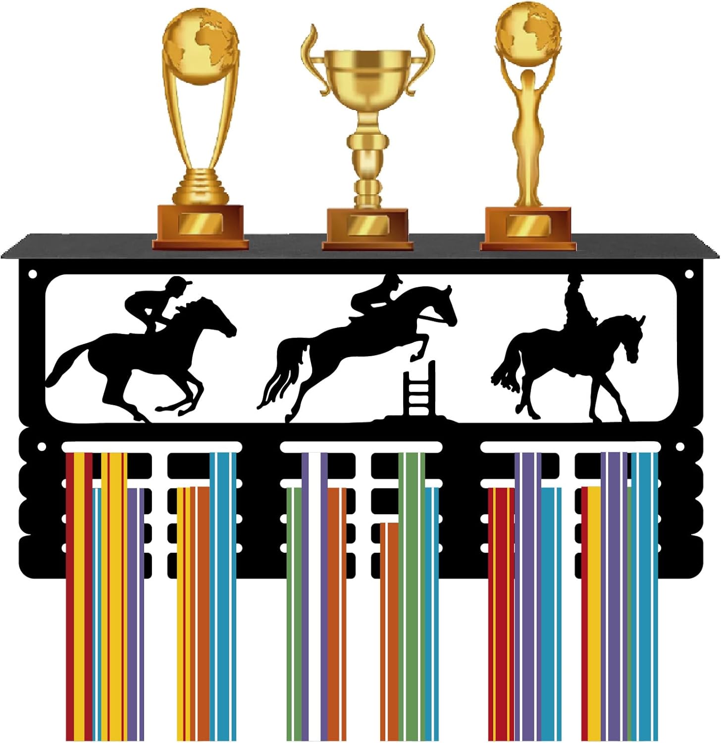 CREATCABIN Porta Medaglie Equitazione con Scaffale Trofei