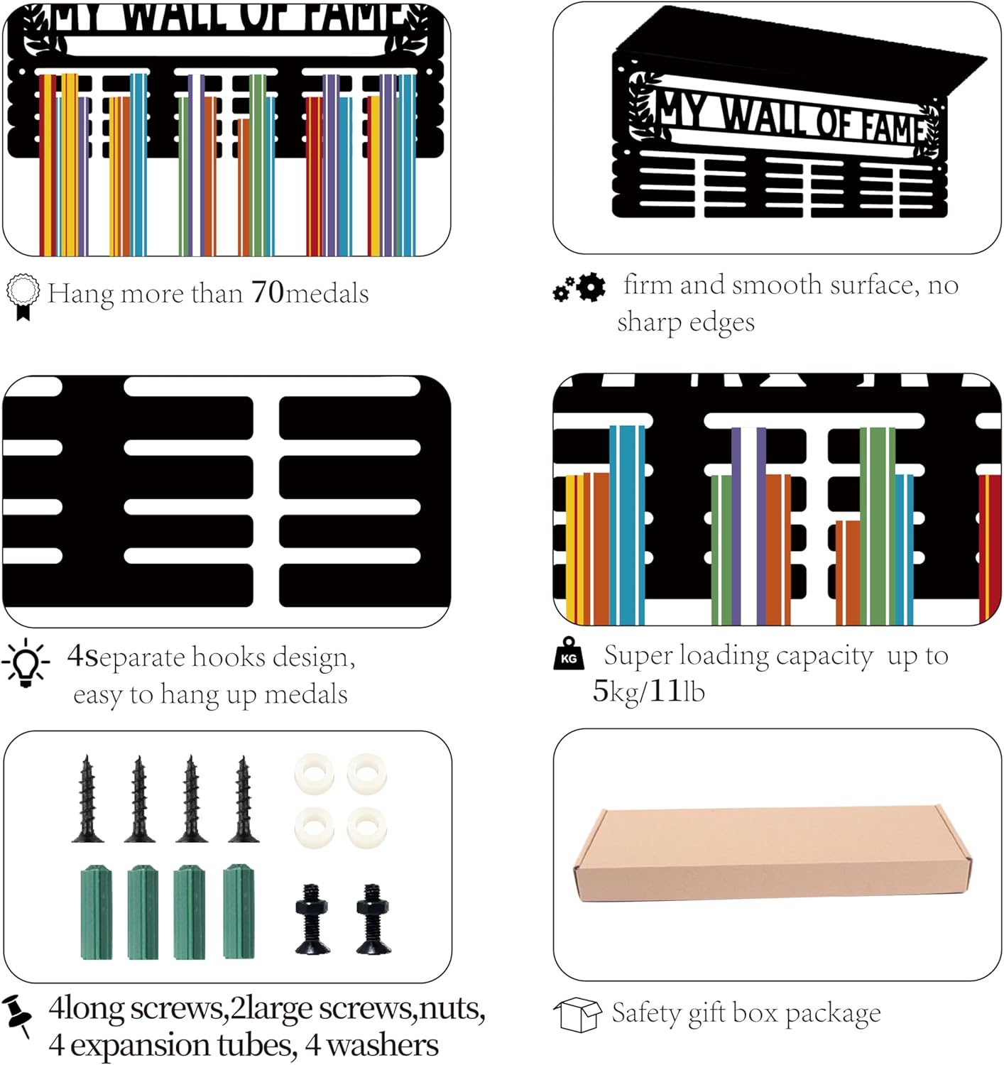 CREATCABIN Porta Medaglie Equitazione con Scaffale Trofei - immagine 3