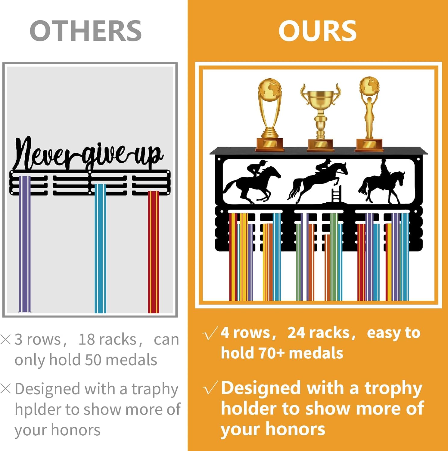 CREATCABIN Porta Medaglie Equitazione con Scaffale Trofei - immagine 6