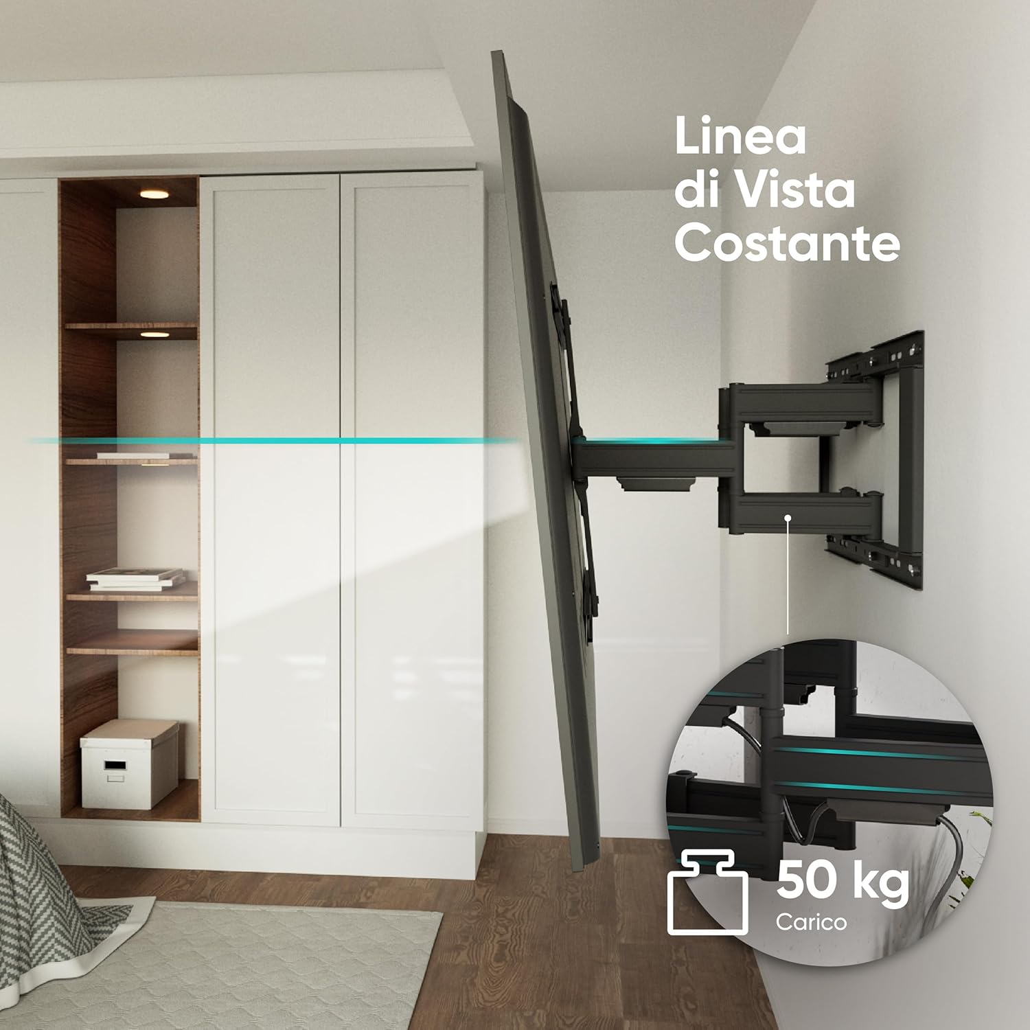 Onkron Supporto TV da Parete 32-90 pollici, Nero - immagine 5