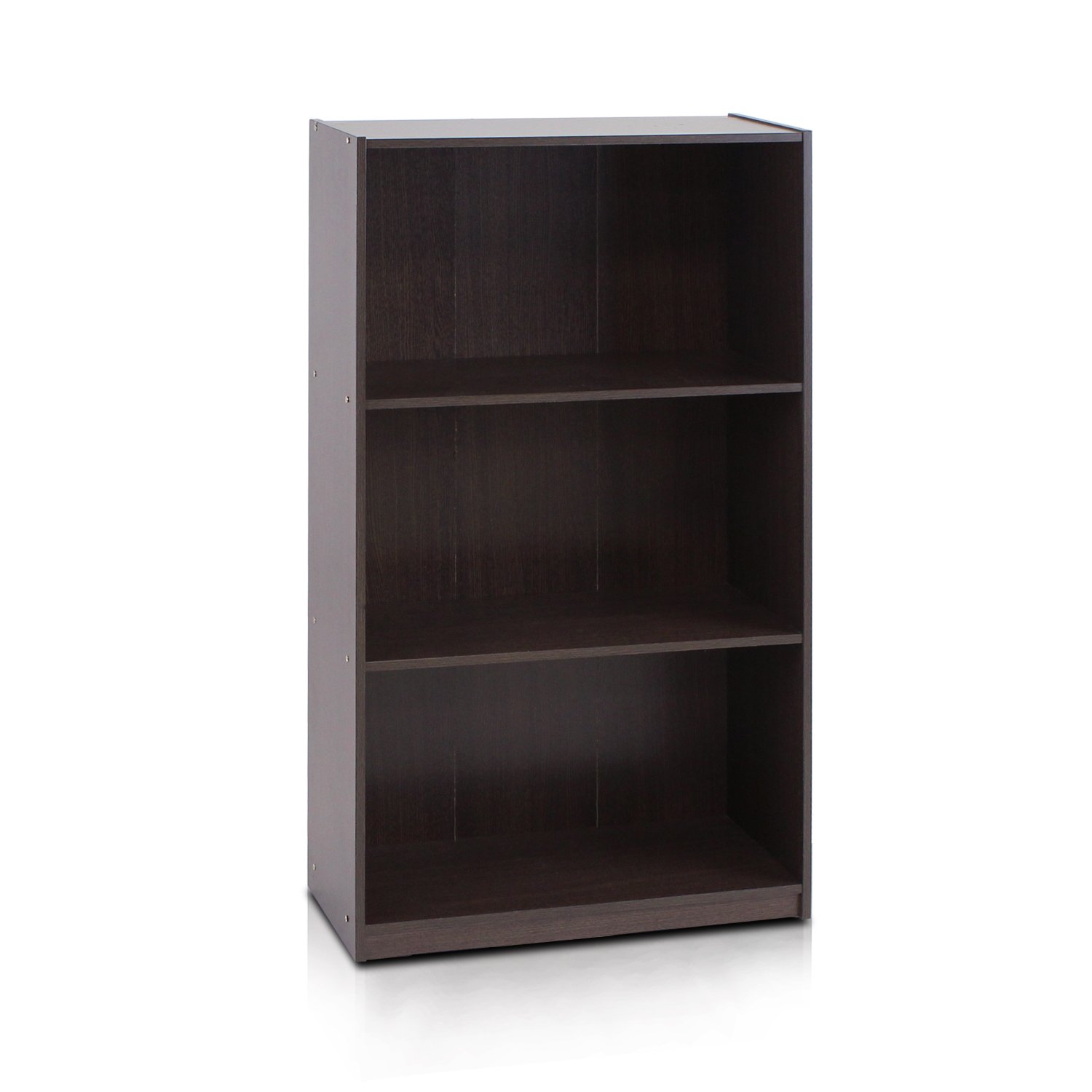 Furinno Basic Libreria a 3 Ripiani con Ripiani, Marrone Scuro