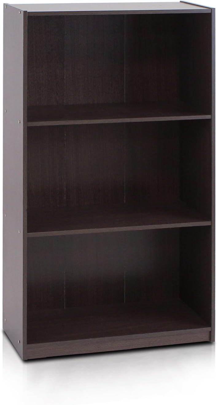Furinno Basic Libreria a 3 Ripiani con Ripiani, Marrone Scuro - immagine 1
