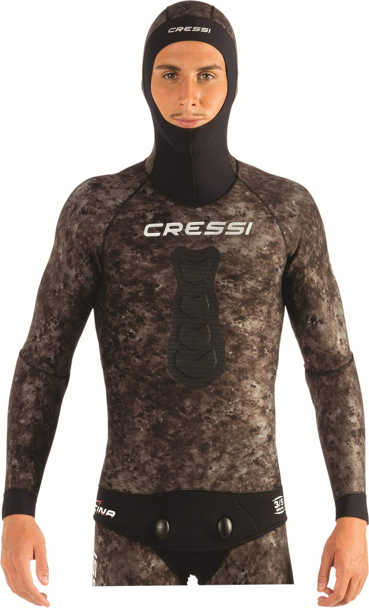 Cressi Tracina Wetsuit Muta Pesca in Neoprene Mimetico Spaccato Microporoso Supersoft, Disponibile singola Giacca o singolo Pantalone negli Spessori 3.5/5/7mm, per Uomo
