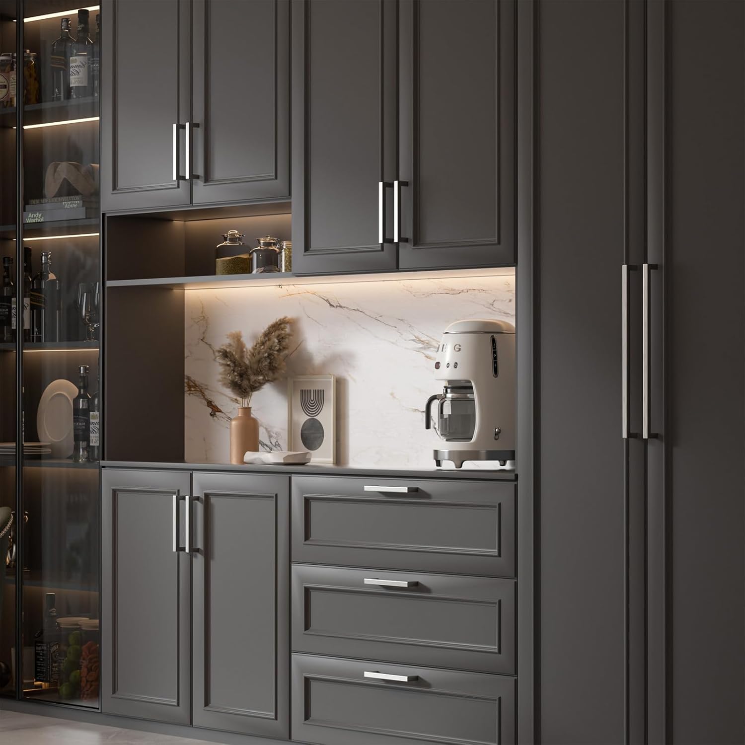 Goldenwarm 20 Maniglie per Armadietti 192mm, Argento - immagine 7