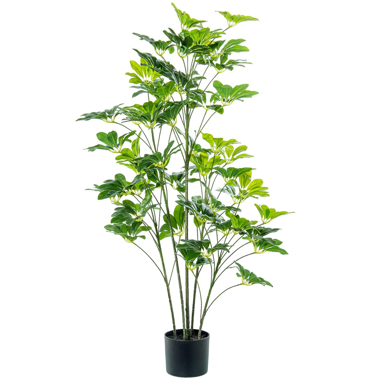 DRW Pianta artificiale schefflera in PU in verde 20x20x125 cm