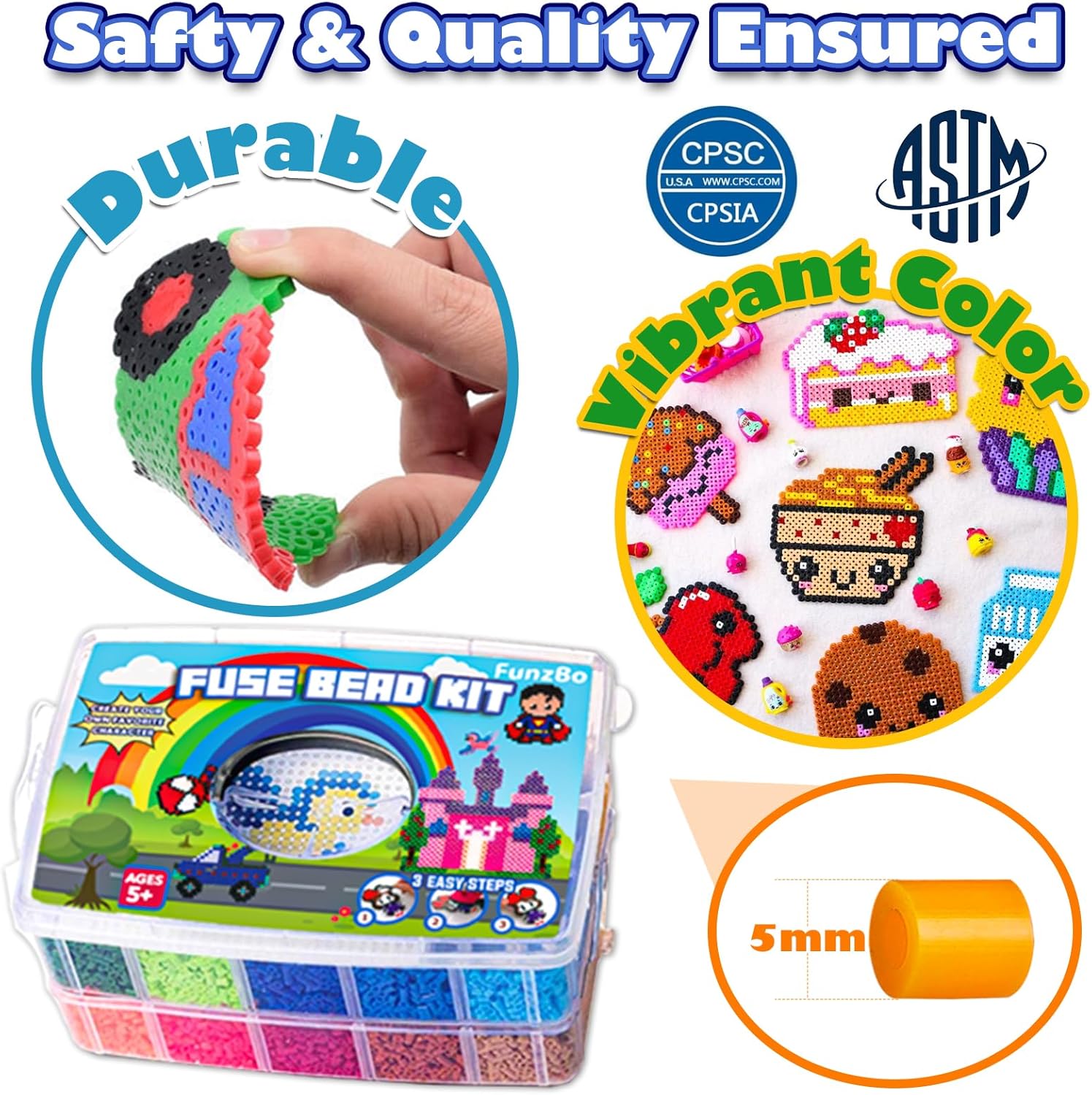 Funzbo Set di Perline da Stirare 23000 Pezzi con 106 Schemi - immagine 3