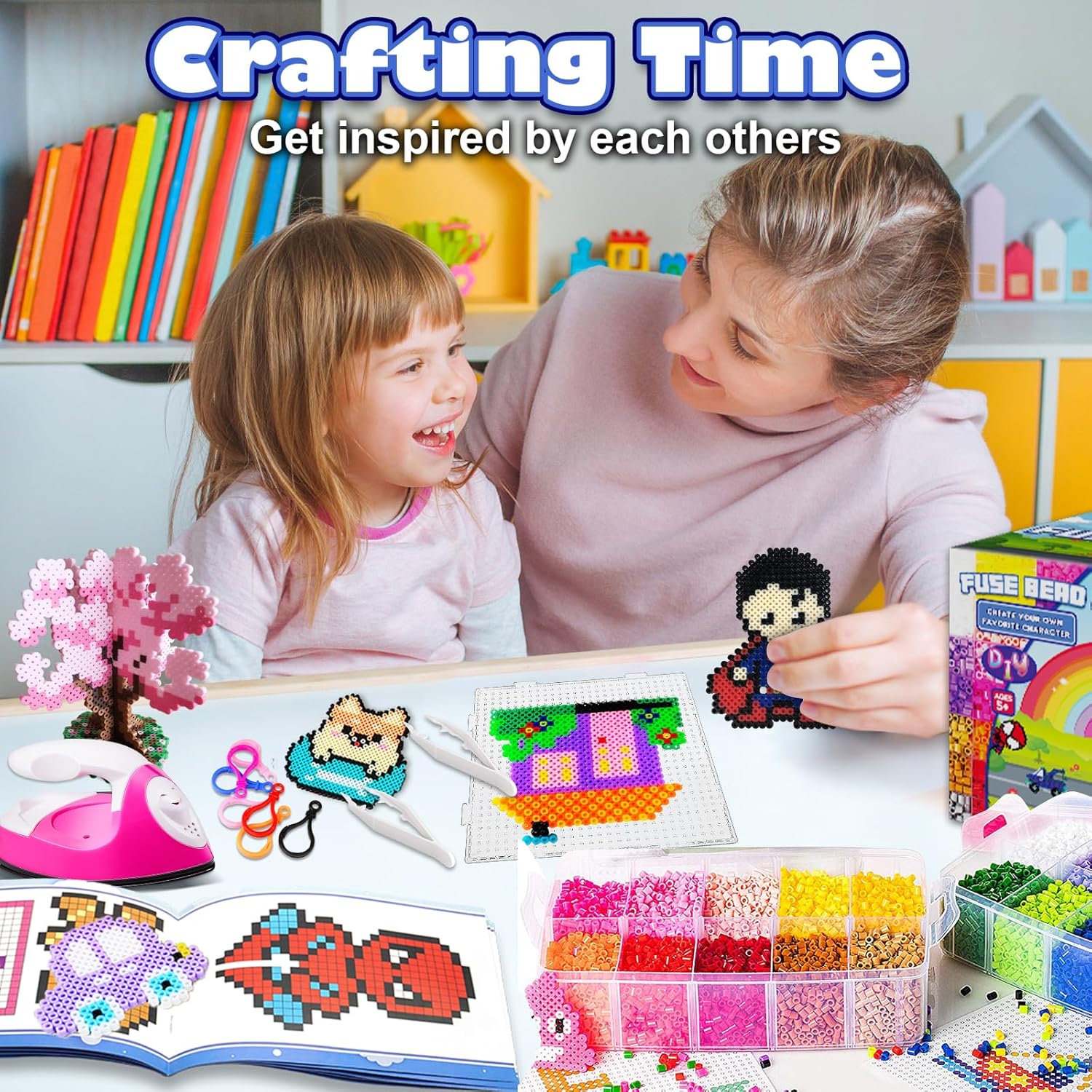 Funzbo Set di Perline da Stirare 23000 Pezzi con 106 Schemi - immagine 6