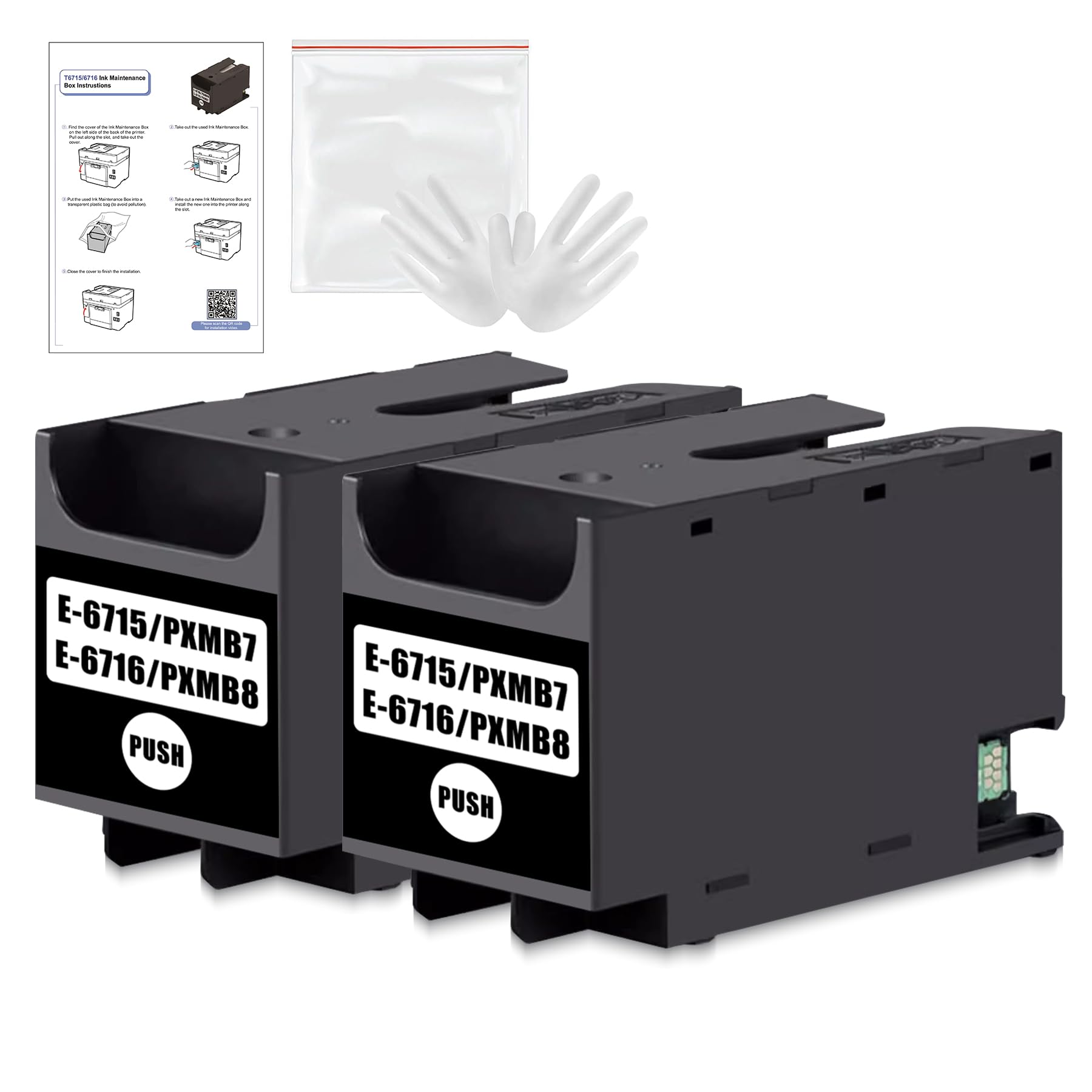 T6715 T6716 Scatola di Manutenzione C13T671500 C13T671600 Compatibile per EPN Workforce Pro WF-4720DWF WF-4725DWF WF-4730DTWF WF-4740DTWF WF-C5210D (2 Pack)