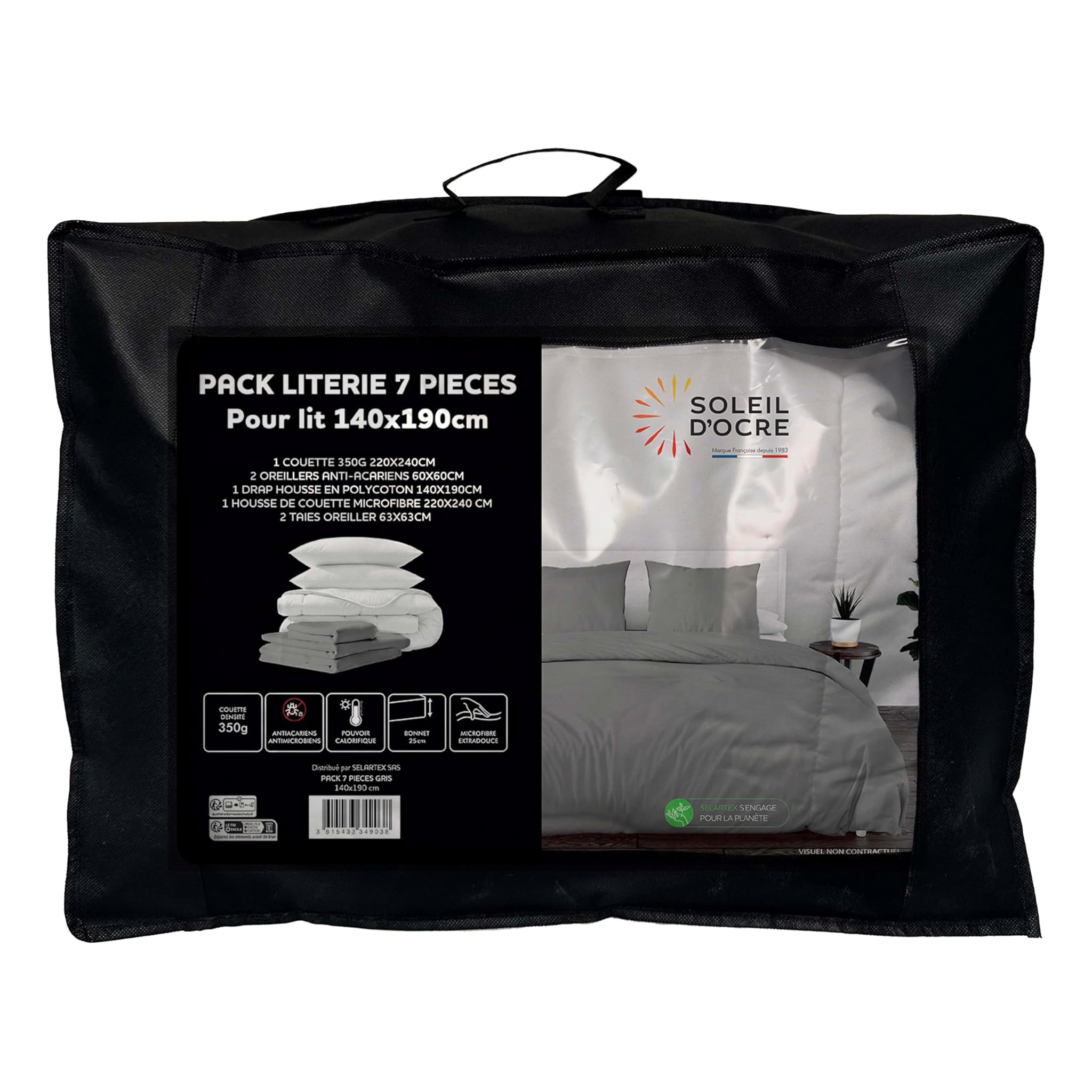 Soleil d’Ocre Boheme Set Parure Letto 7 Pezzi, Grigio