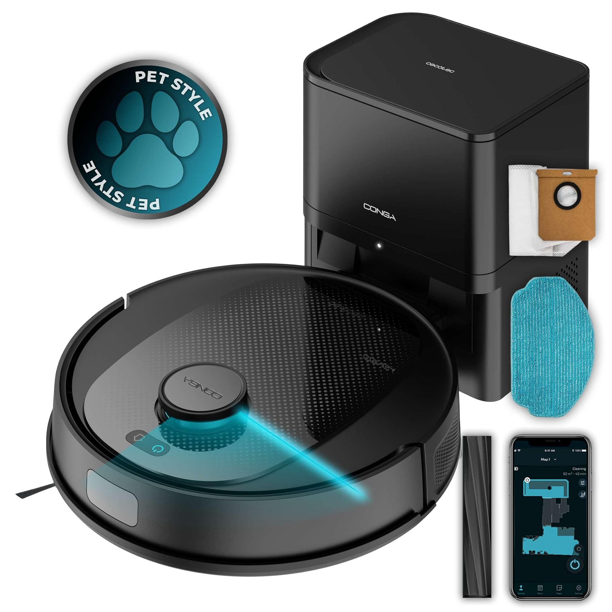 Auto-svuotamento + Spazzola in Silicone + Mocio