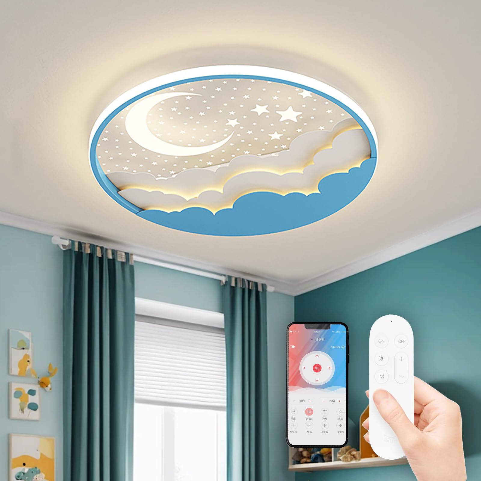 Plafoniera Cameretta Bambini LED Dimmerabile, Blu