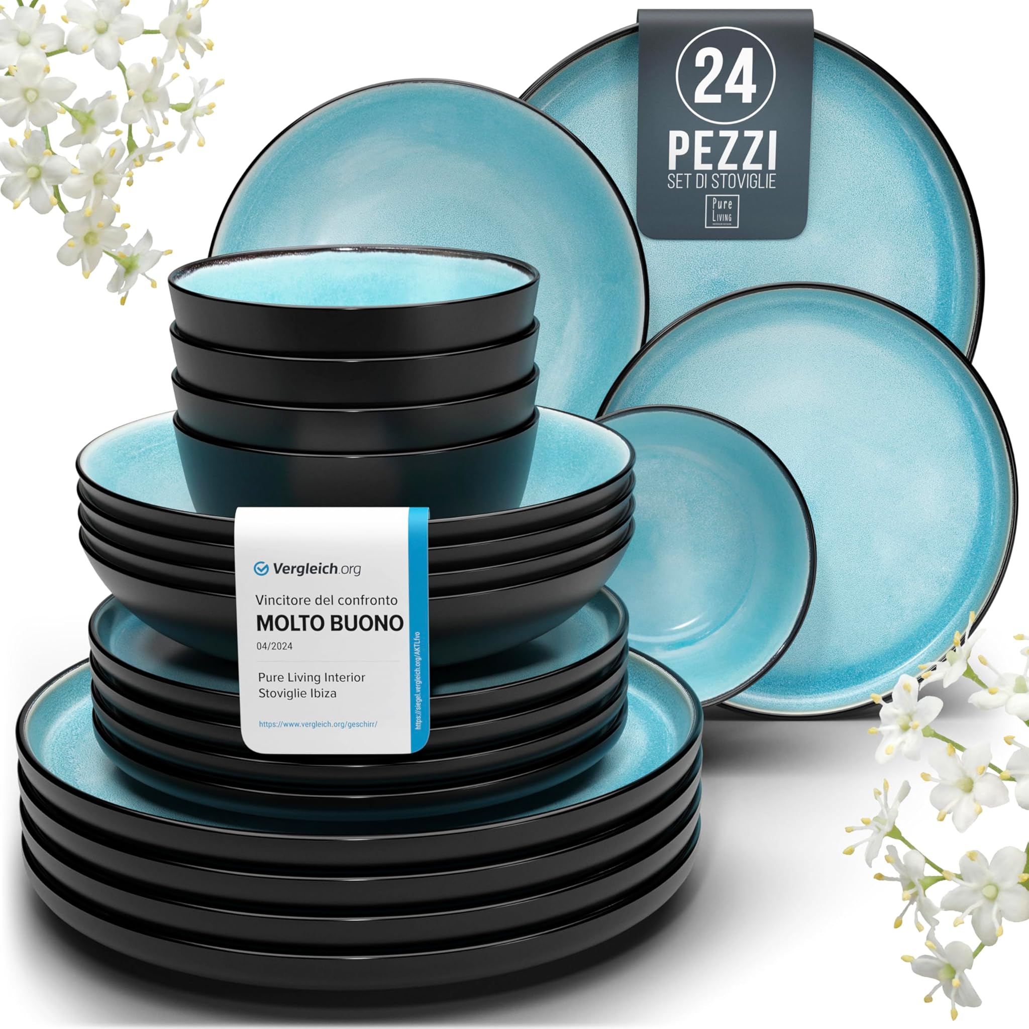 Pure Living Servizio Piatti Ibiza in Grès 24 Pezzi