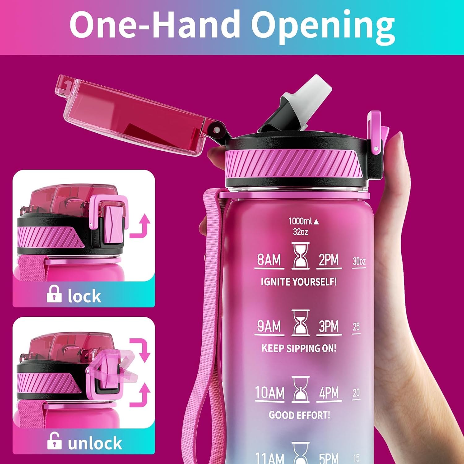 Qlur Borraccia Sportiva Motivazionale 1 Litro - immagine 3