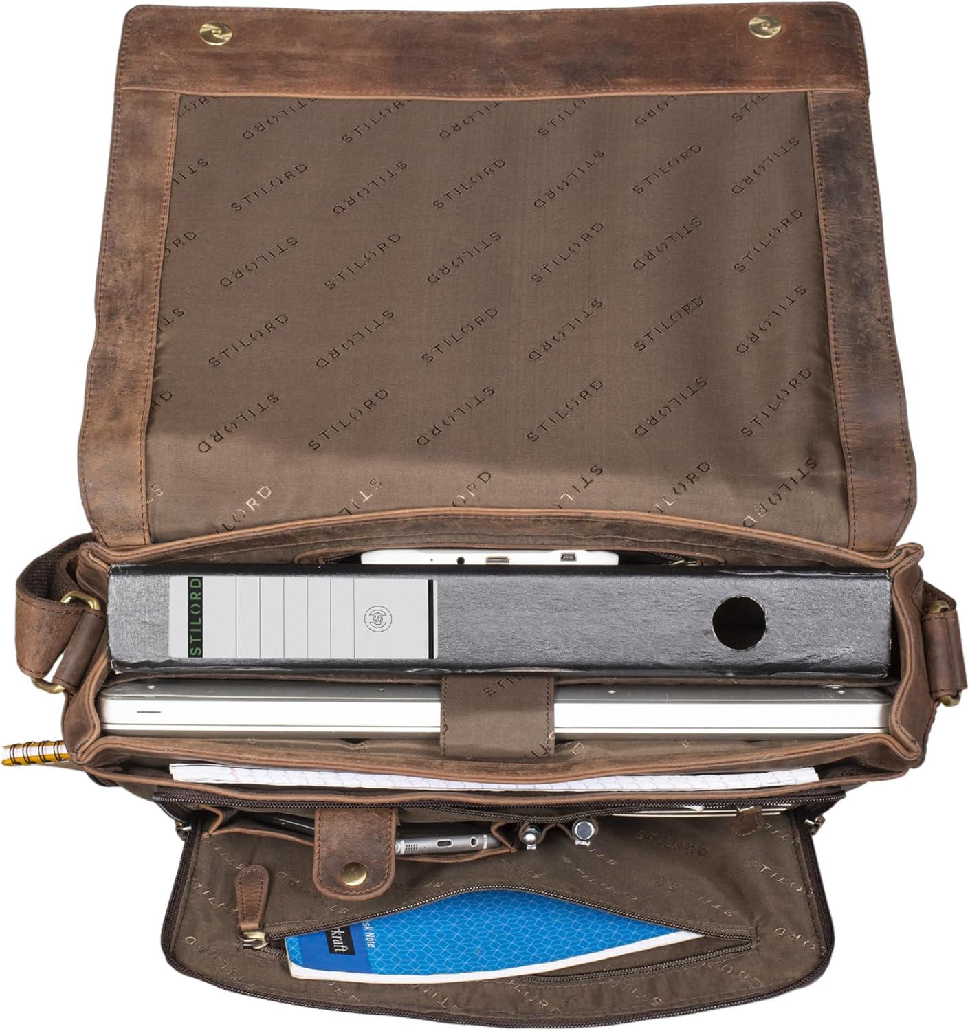 STILORD 'Tom' Borsa Messenger Vintage in Vera Pelle - immagine 3