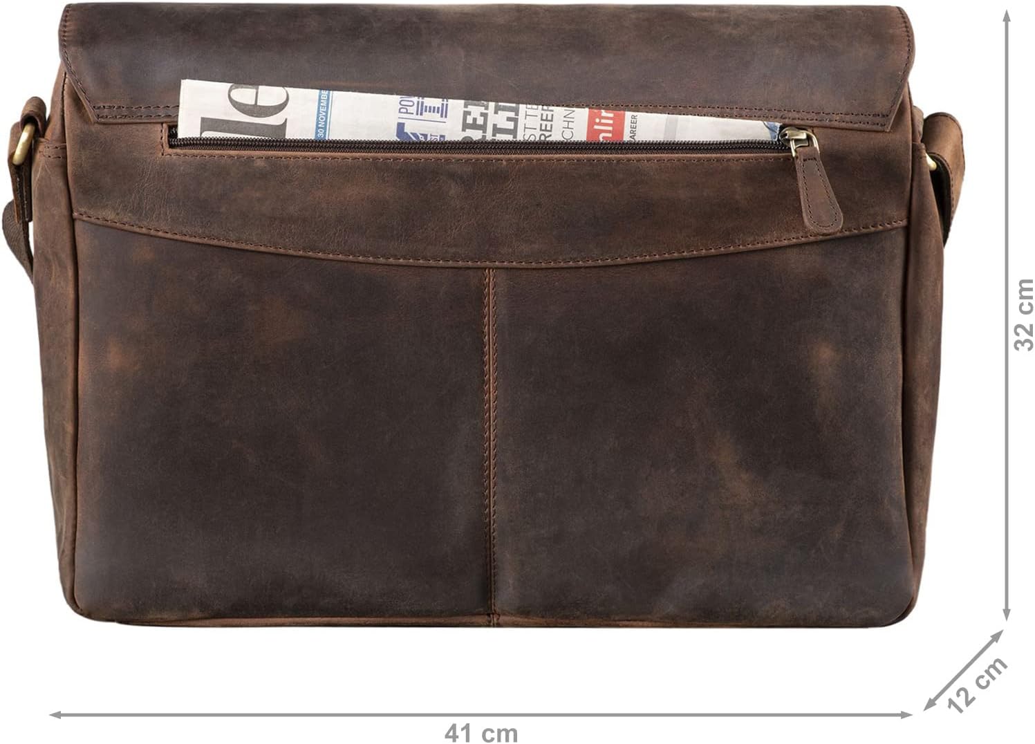 STILORD 'Tom' Borsa Messenger Vintage in Vera Pelle - immagine 5