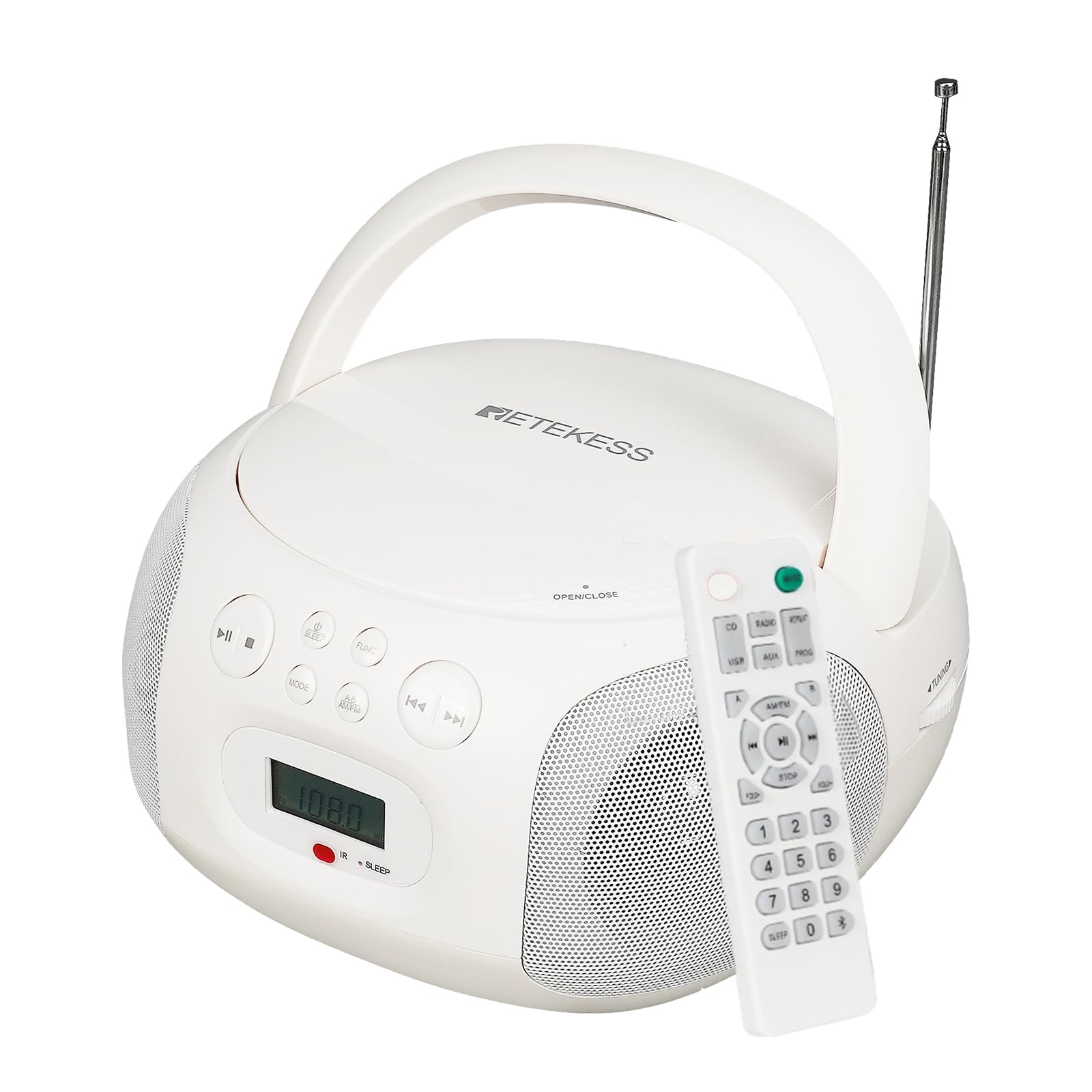 Retekess TR636 Lettore CD Portatile Boombox, Bianco