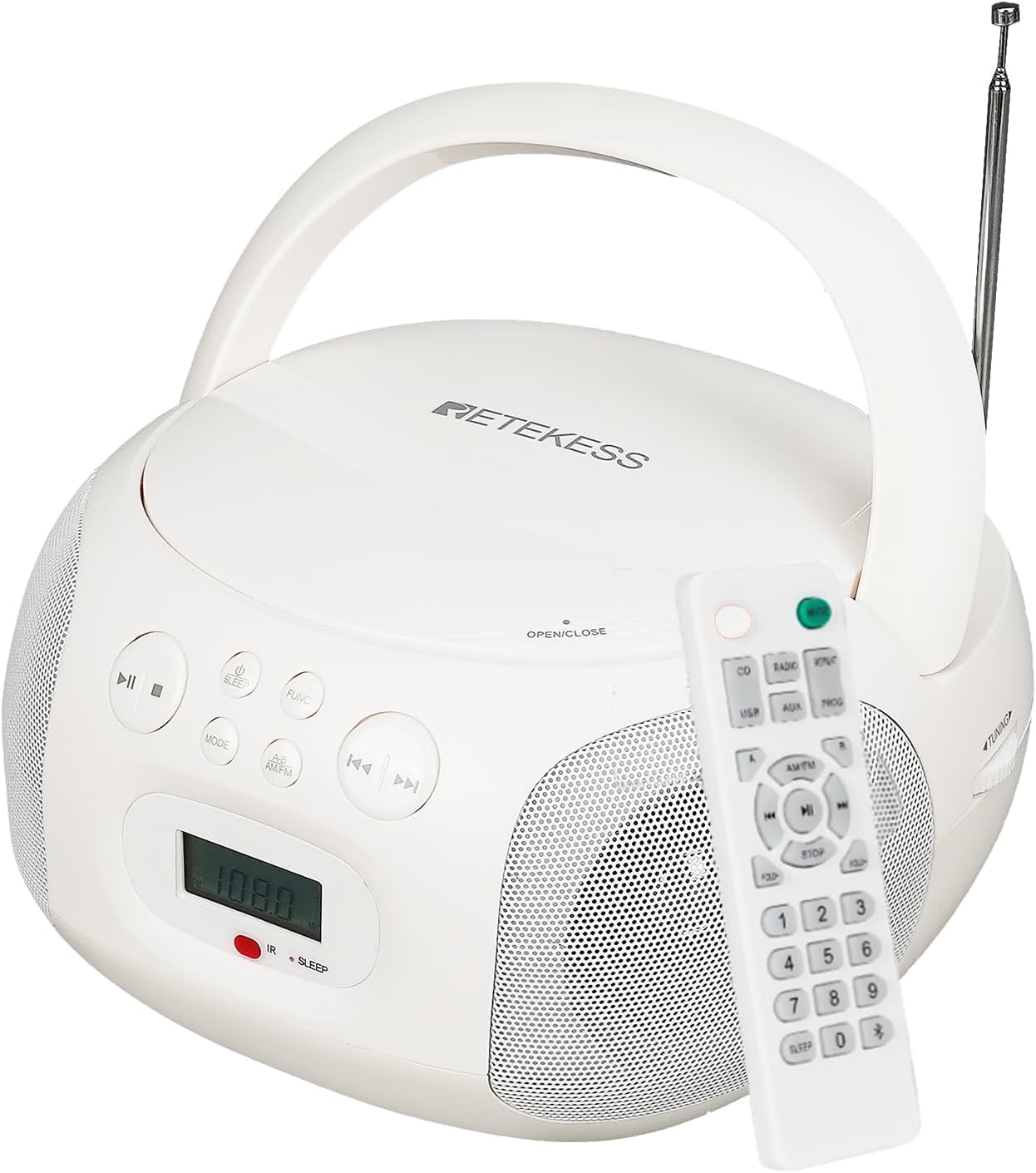 Retekess TR636 Lettore CD Portatile Boombox, Bianco - immagine 1