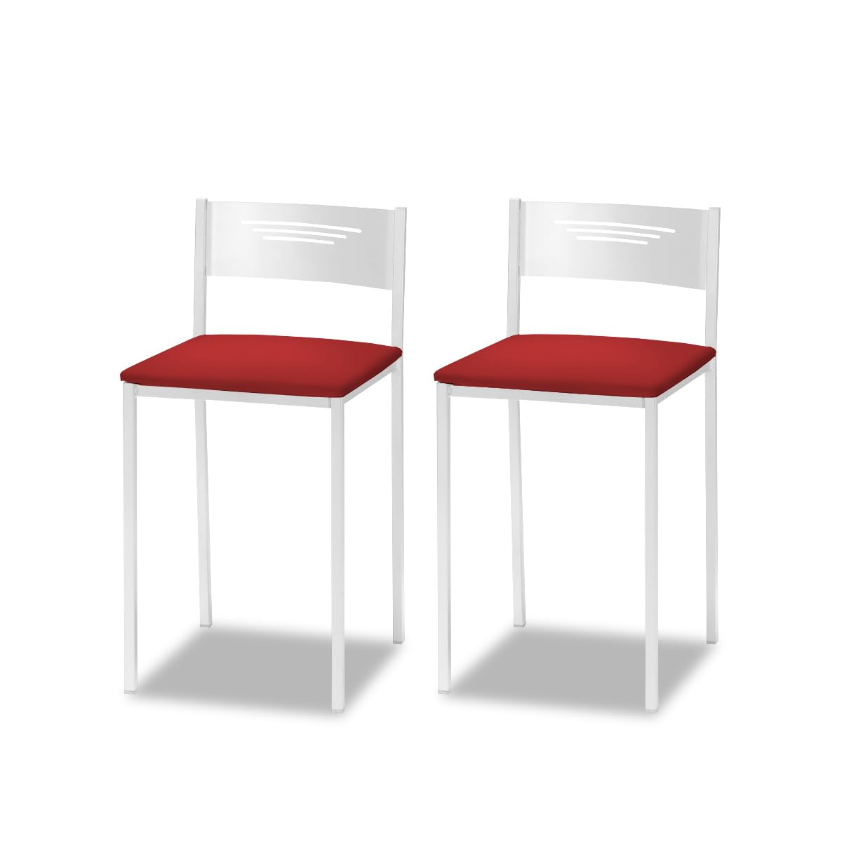 Astimesa - Sgabelli da Cucina con Schienale, Bianchi (2 pz)