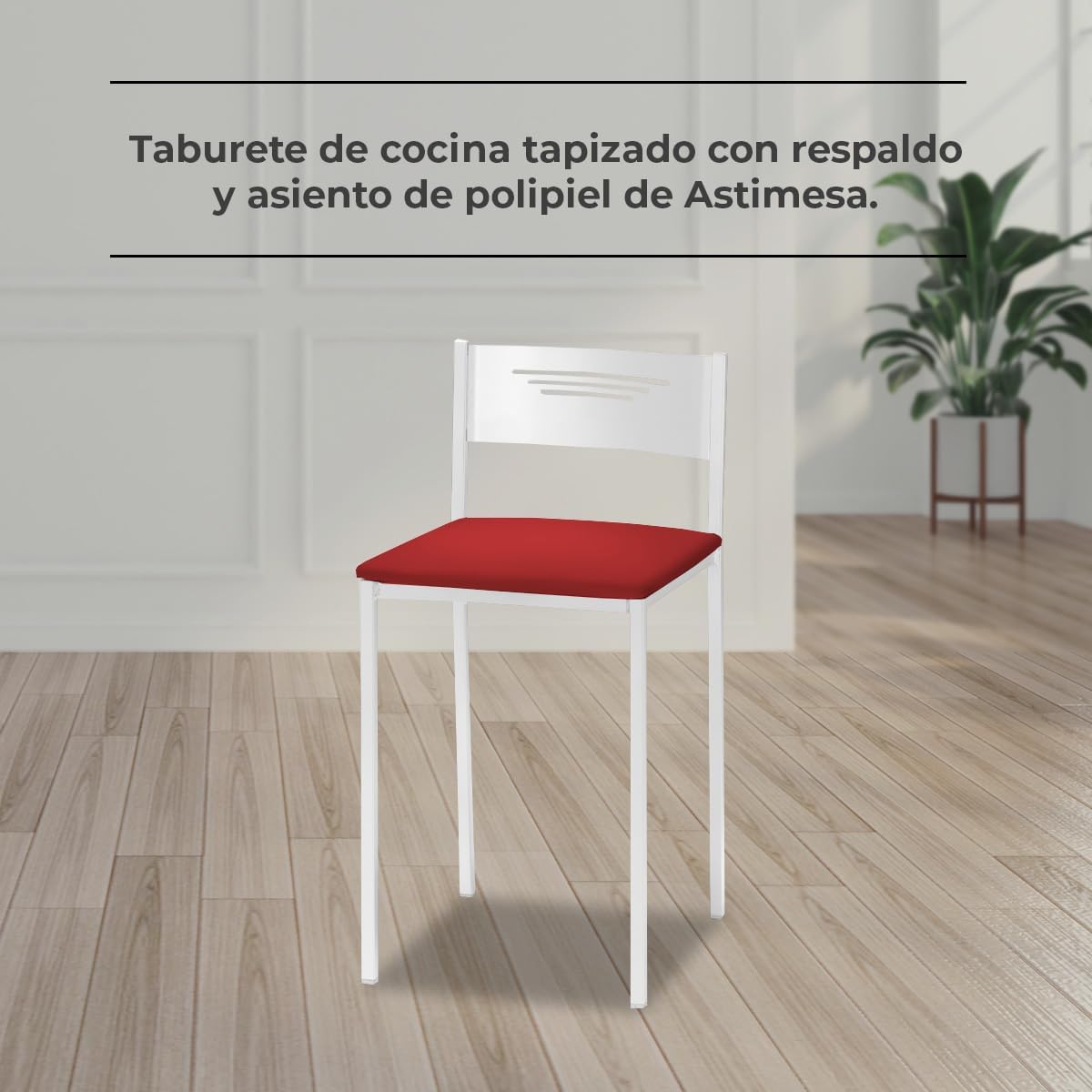 Astimesa - Sgabelli da Cucina con Schienale, Bianchi (2 pz) - immagine 2