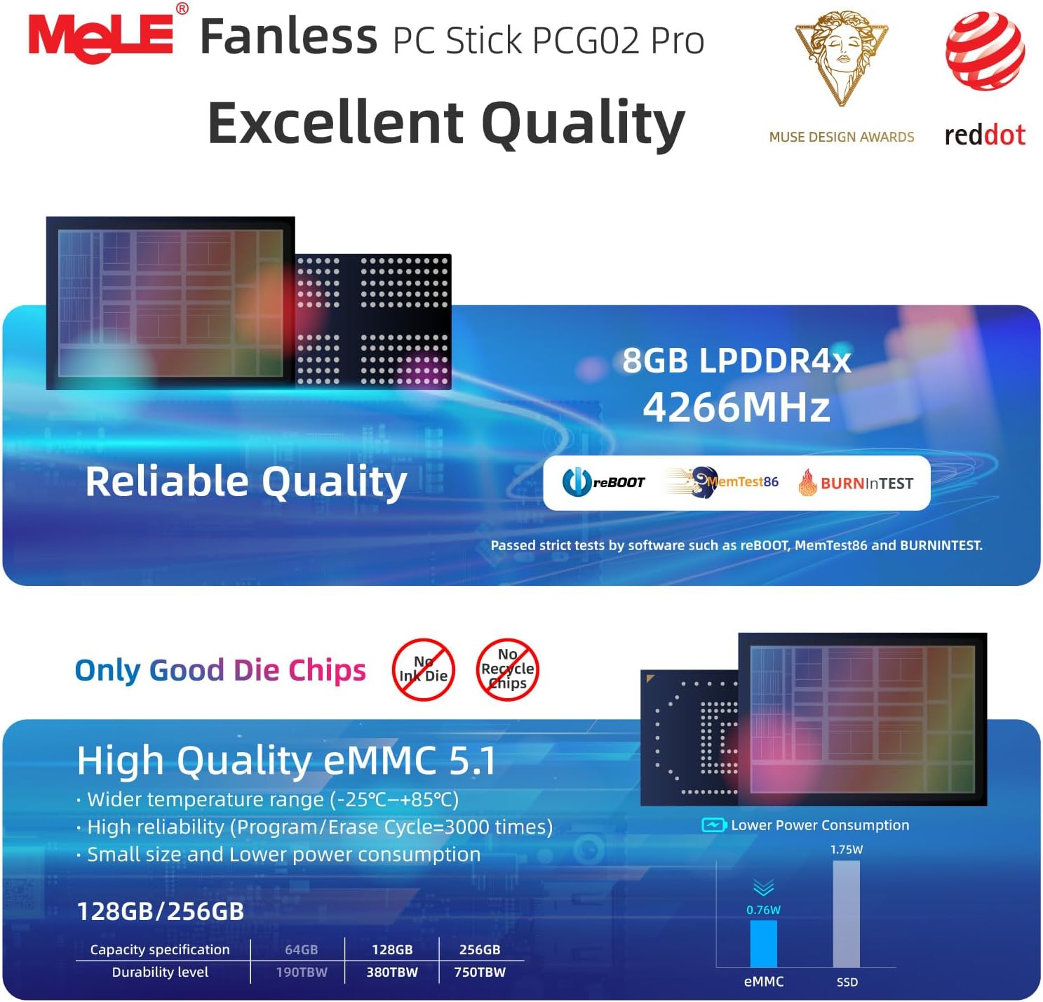 Mele PCG02 Pro Fanless Mini PC Stick N100 8GB 128GB - immagine 6