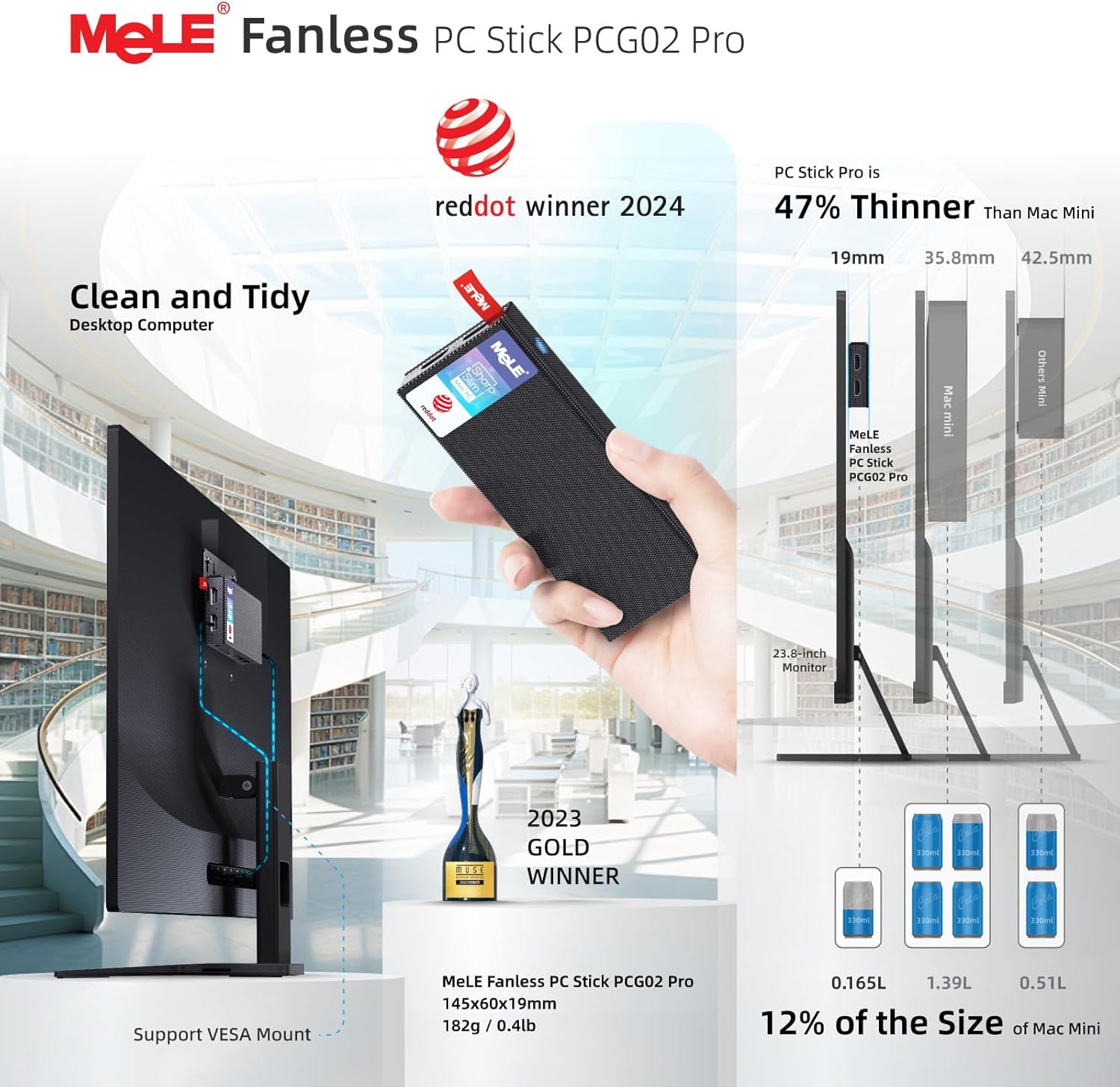 Mele PCG02 Pro Fanless Mini PC Stick N100 8GB 128GB - immagine 8