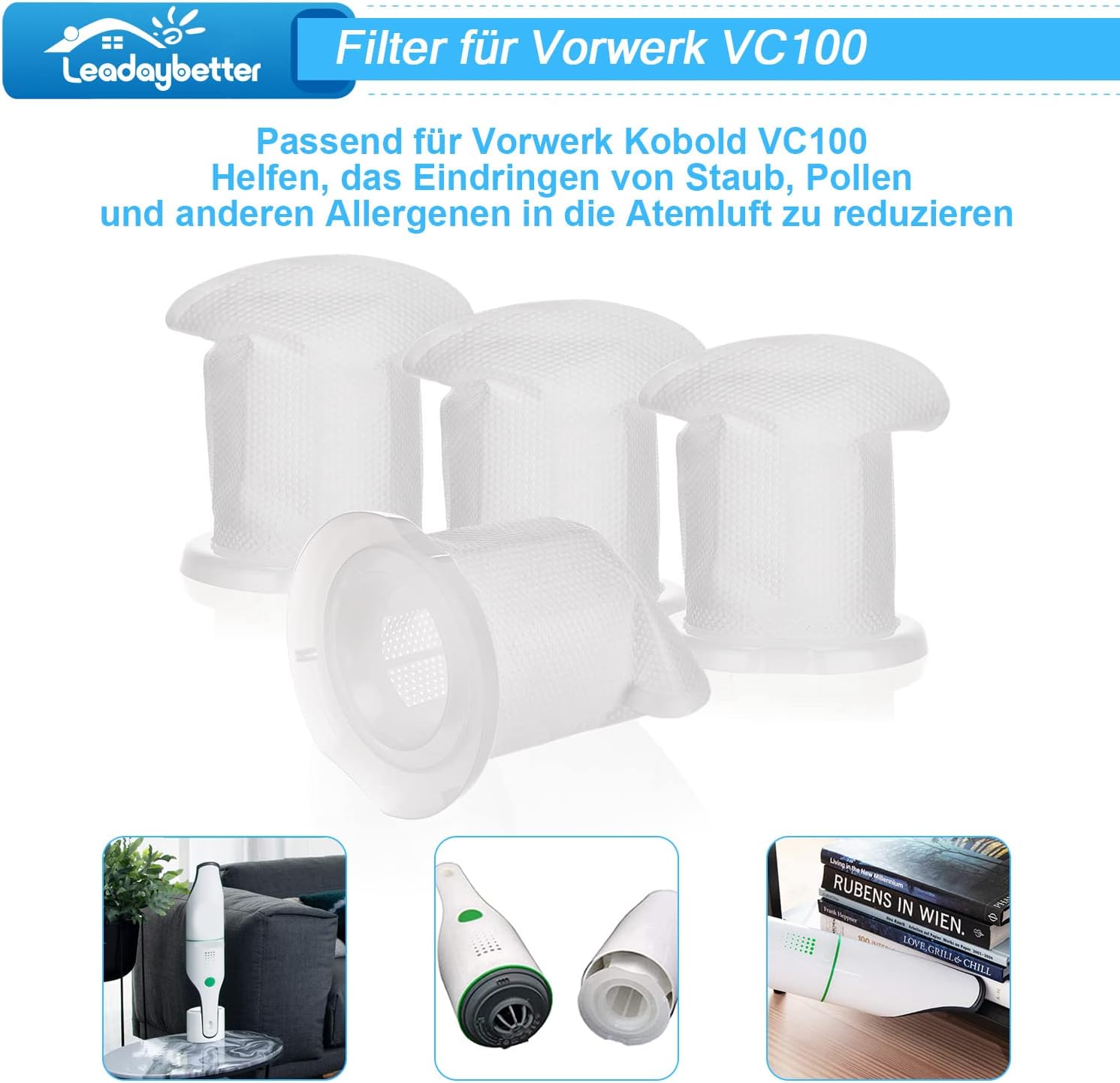 Filtri per Vorwerk Kobold VC100 (4 Pezzi) - immagine 3