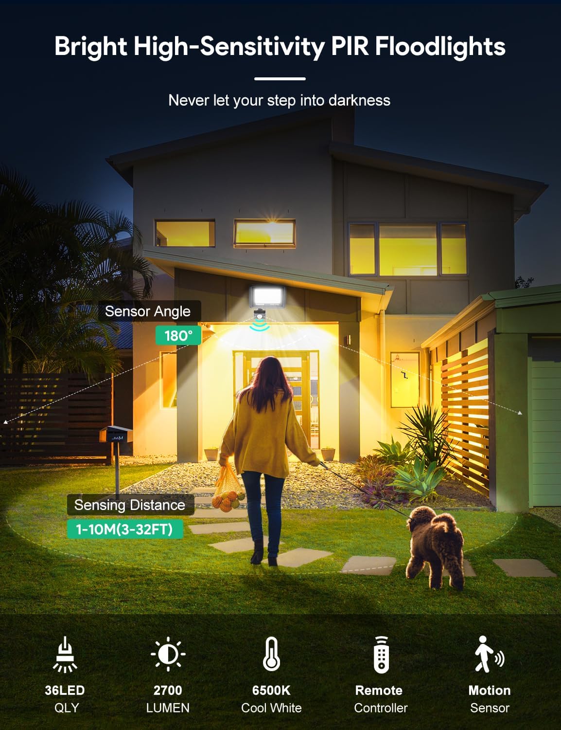 Tailcas Faretto LED da Esterno 30W con Sensore di Movimento - immagine 2