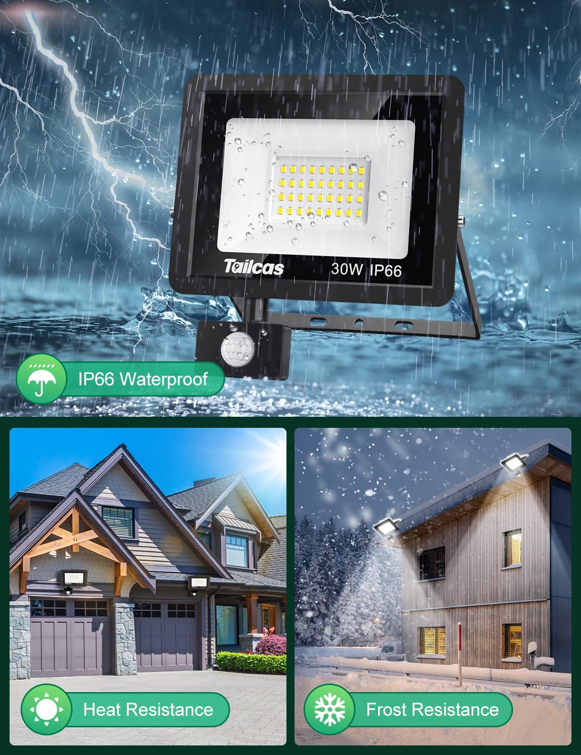 Tailcas Faretto LED da Esterno 30W con Sensore di Movimento - immagine 6
