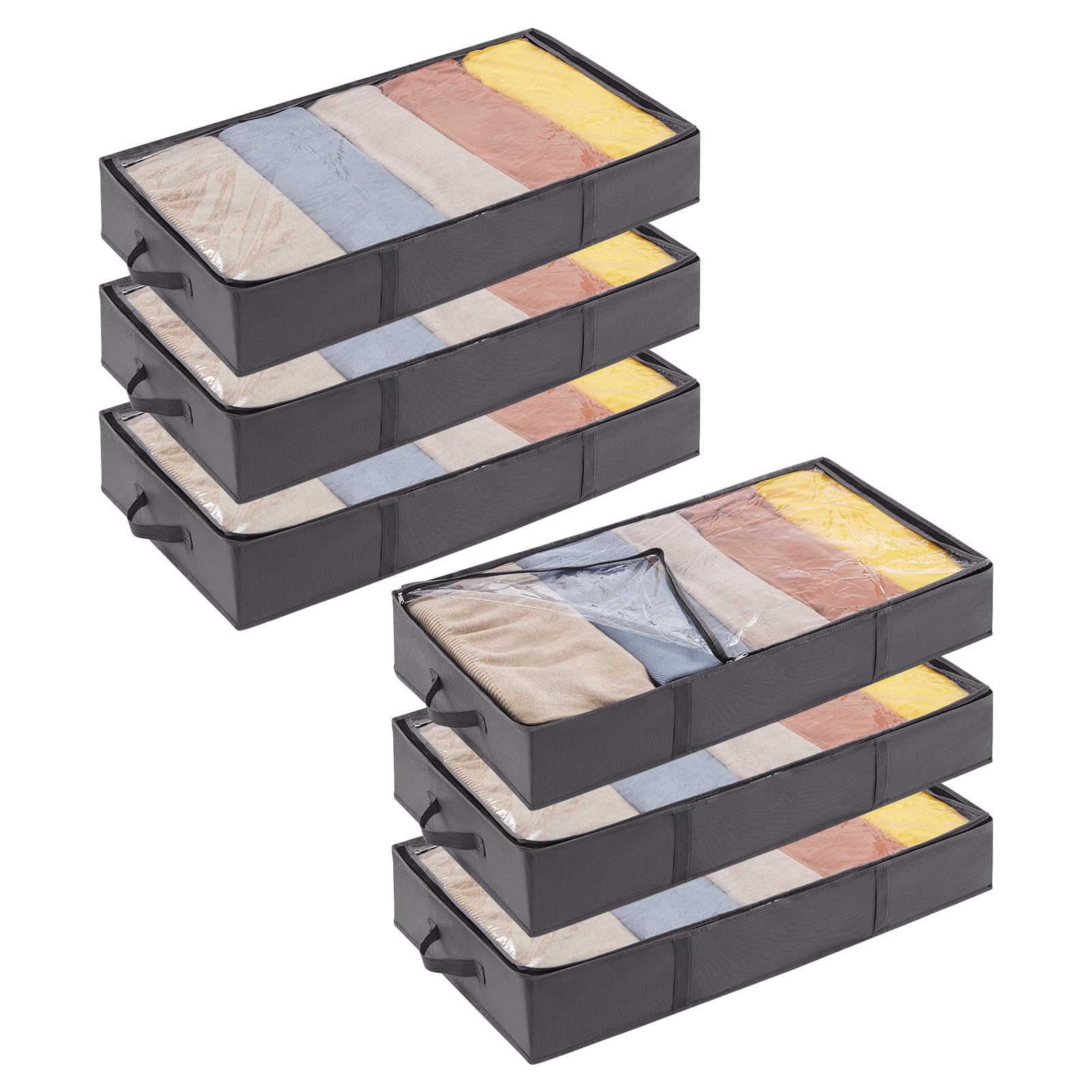 Lifewit 6 Pezzi Contenitori Sottoletto 65L, Grigio