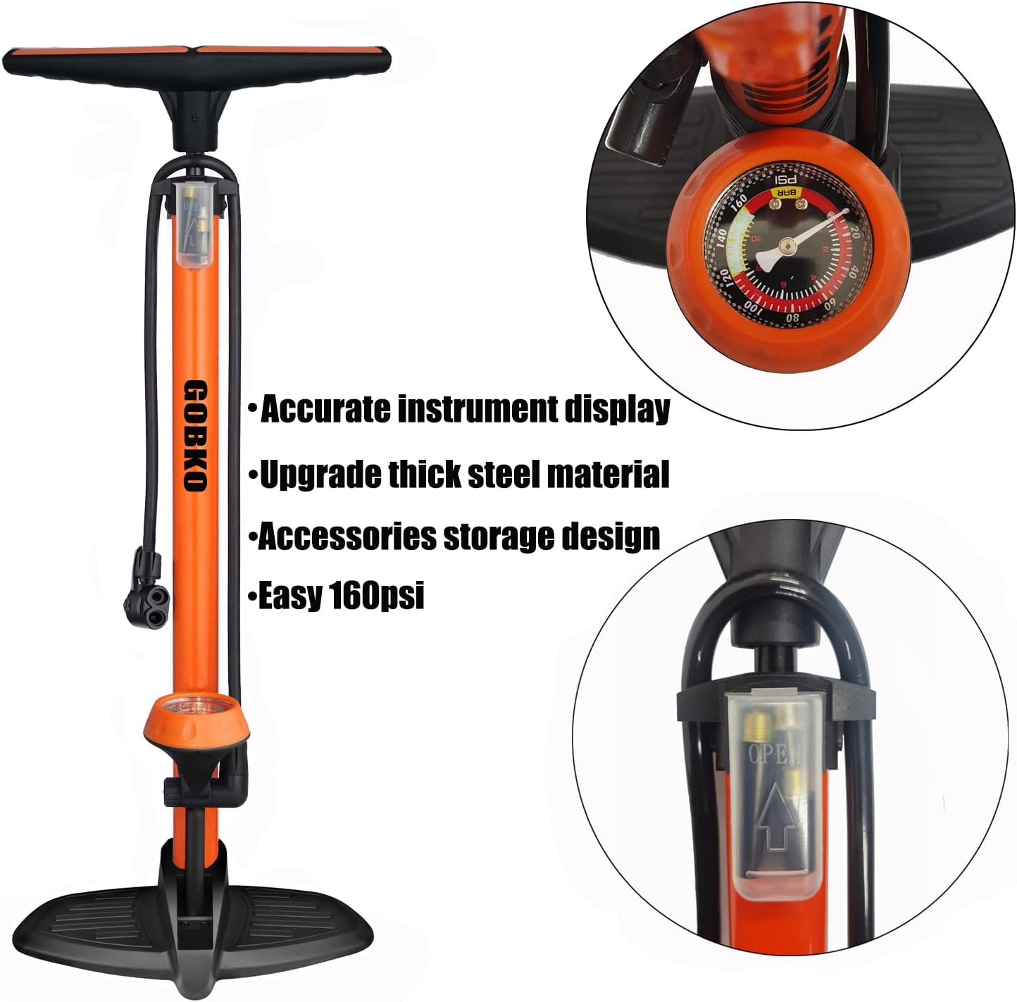 Pompa da Pavimento per Bici 160 psi - immagine 3