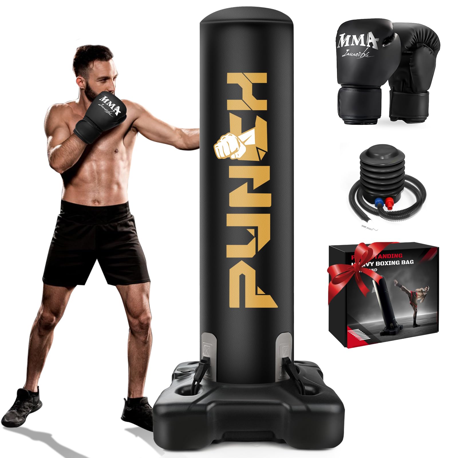 Sacco da boxe con supporto per adulti e ragazzi, design pesante