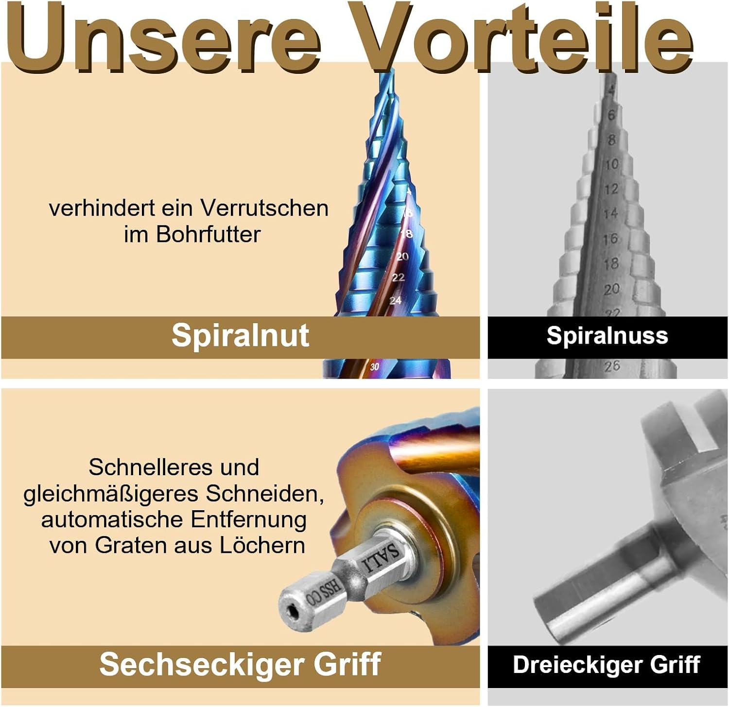 Sali Punta Trapano a Gradini Hss Φ5-35 mm, 13 Livelli - immagine 5