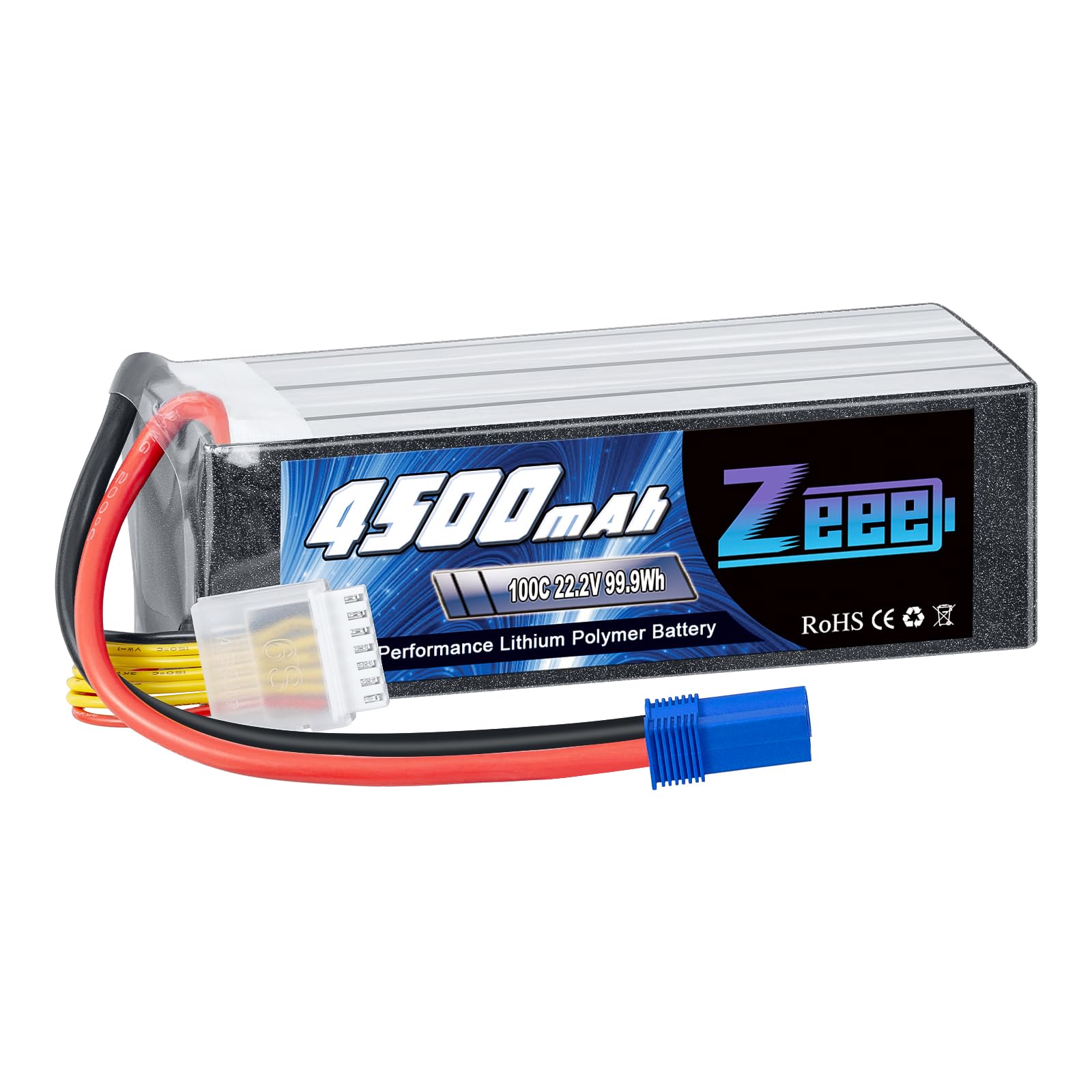 Zeee 6S Lipo Batteria 22.2V 100C 4500mAh con spina EC5