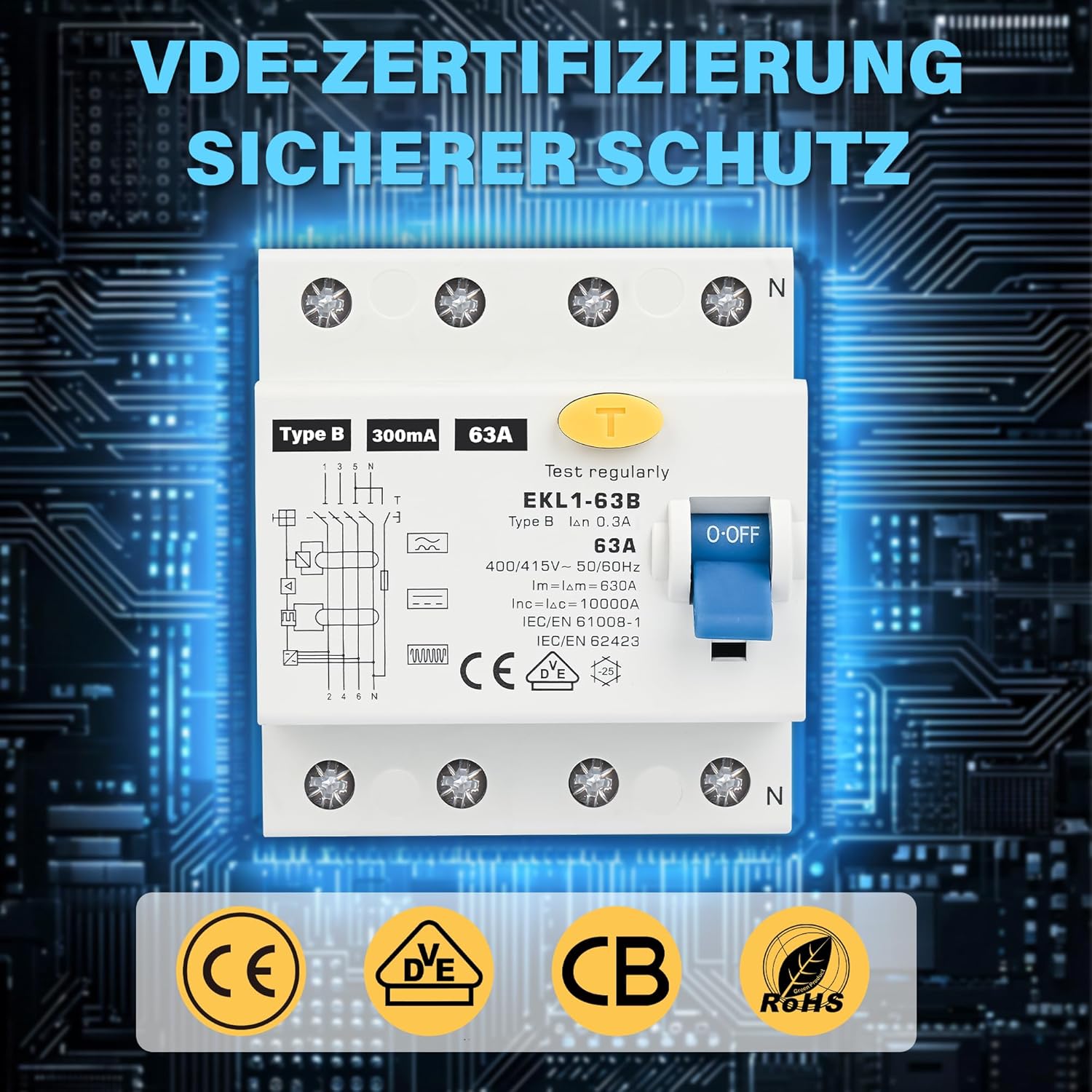 Interruttore Protezione FI Tipo B 63 A 4 Poli - immagine 2