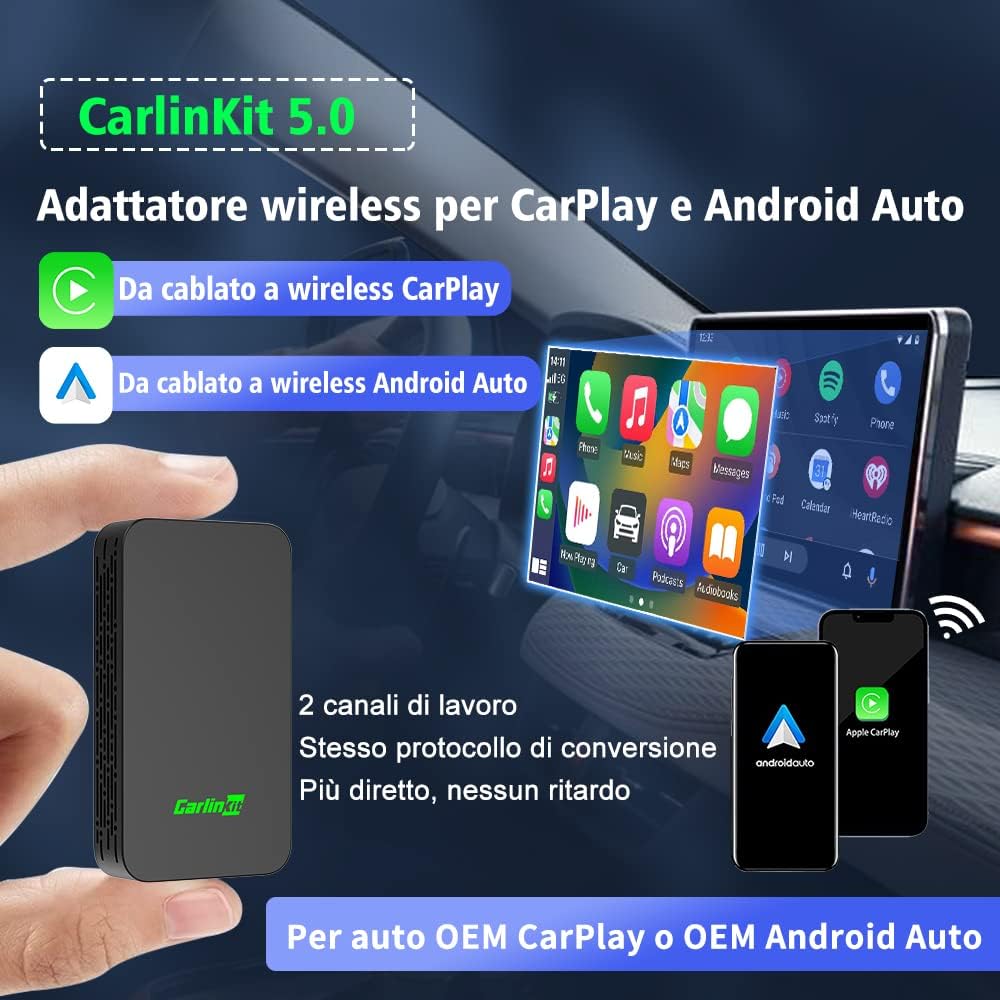 Carlinkit 5.0 CarPlay Wireless e Android Auto 2 in 1 - immagine 3