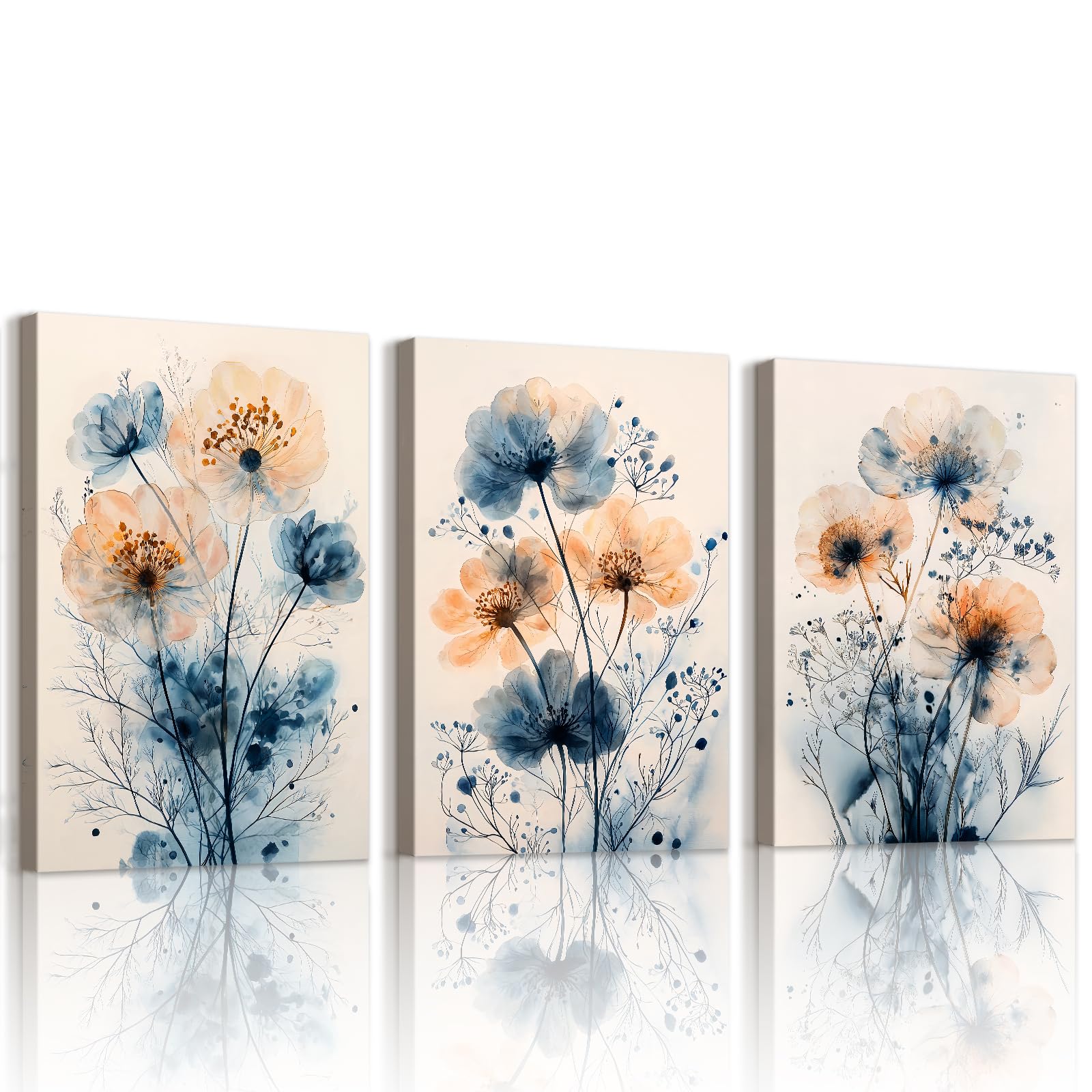 WENGTIAO 3 Pezzi Stampa su Tela Acquerello Floreale 50x70cmx3