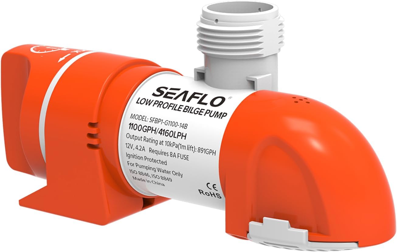 LIGHTEU®, pompa di sentina automatica con rilevamento del timer a basso profilo stretto 12V 1100GPH SFBP1-G1100-14B