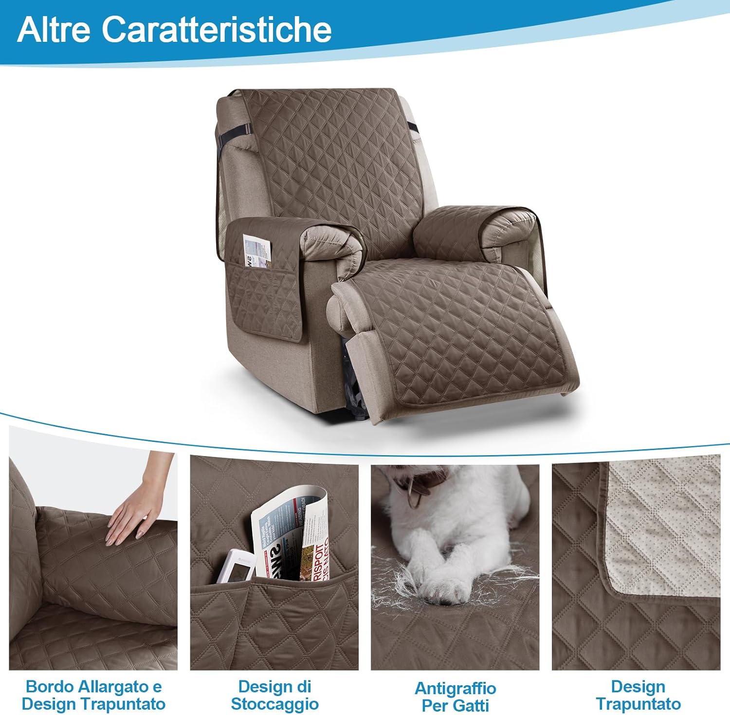 TAOCOCO Copripoltrona Relax Reclinabile, Marrone - immagine 5