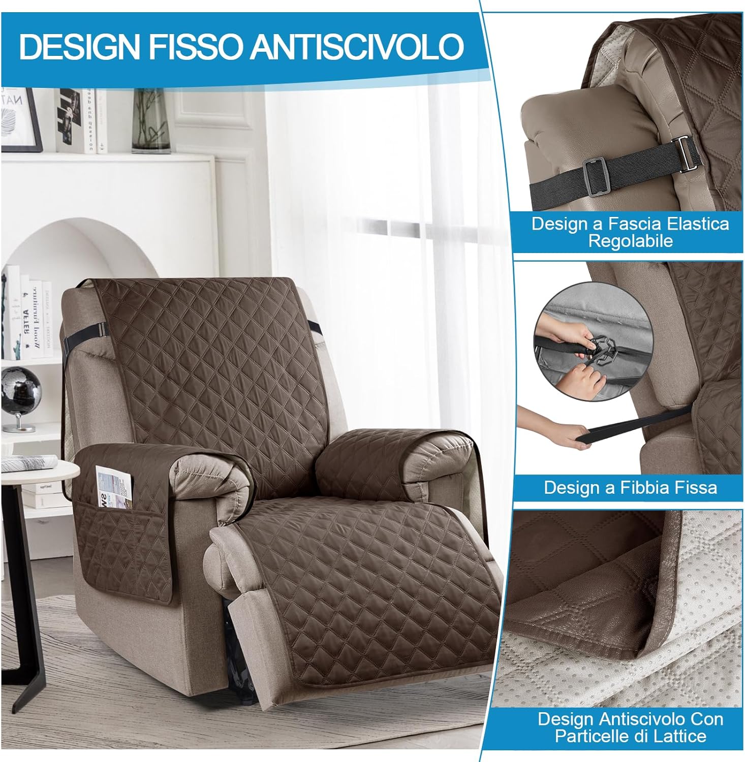 TAOCOCO Copripoltrona Relax Reclinabile, Marrone - immagine 6