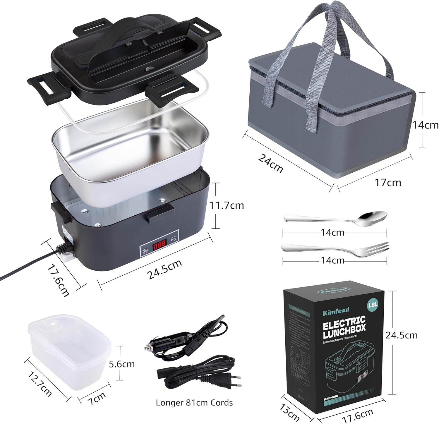 Kimfead Scaldavivande Elettrico 1.8L con Display, Nero - immagine 3