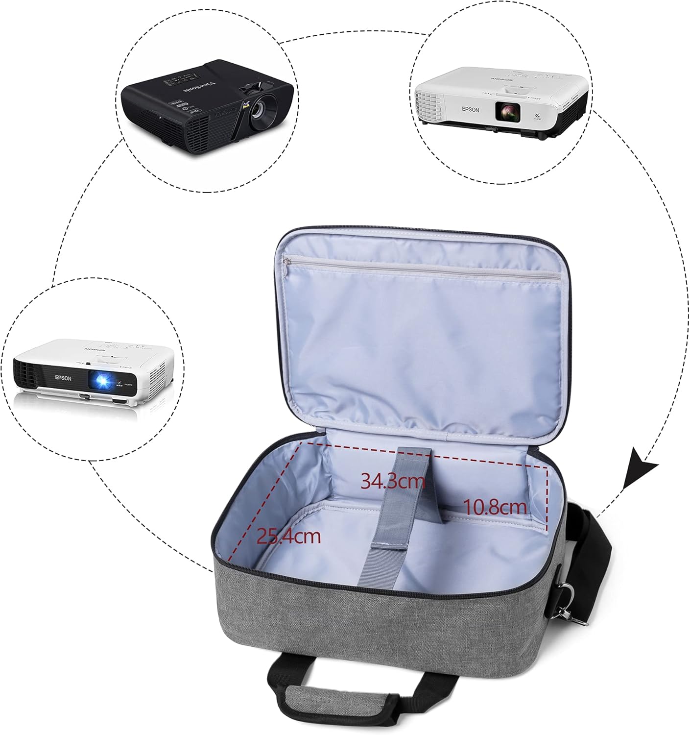 Luxja Borsa per Videoproiettore e Accessori, Grigio - immagine 4