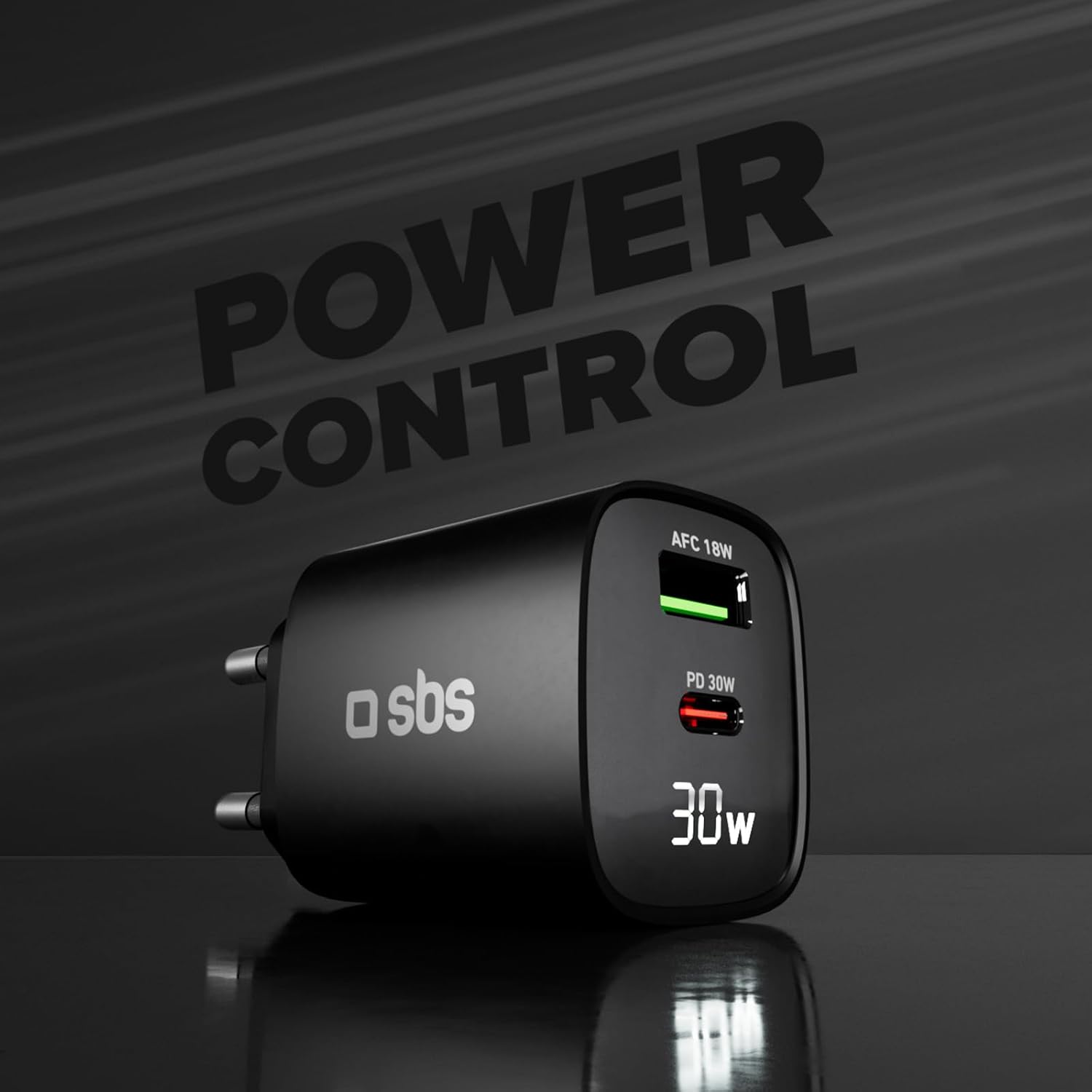 Sbs Alimentatore USB-C 30W GaN con Display LCD, Nero - immagine 8